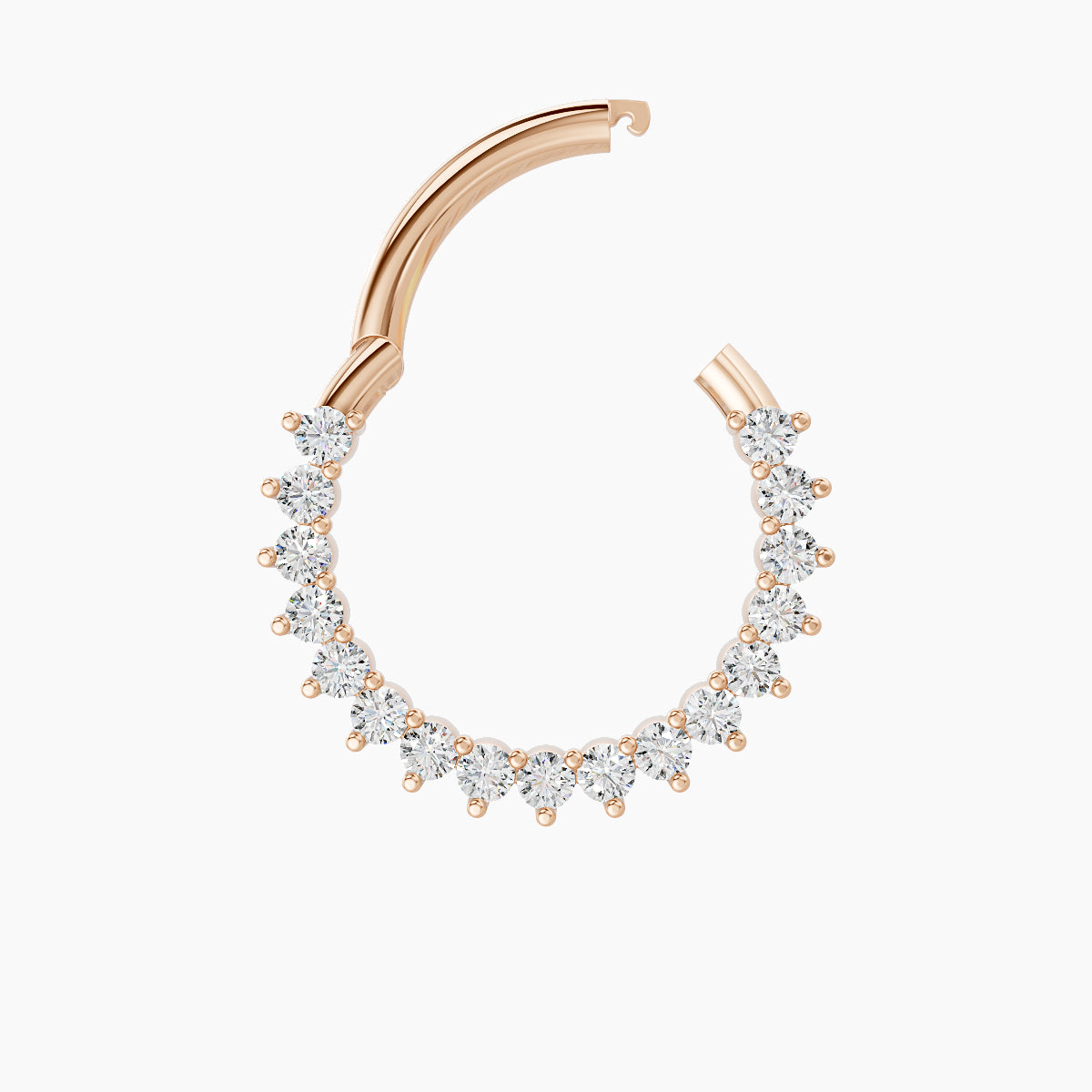 Delia | 18k Rose Gold 9.5 mm Diamond Daith Piercing