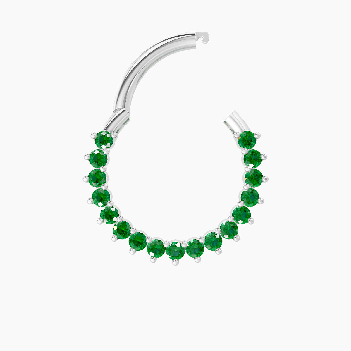 Delia | 18k White Gold 9.5 mm Emerald Daith Piercing