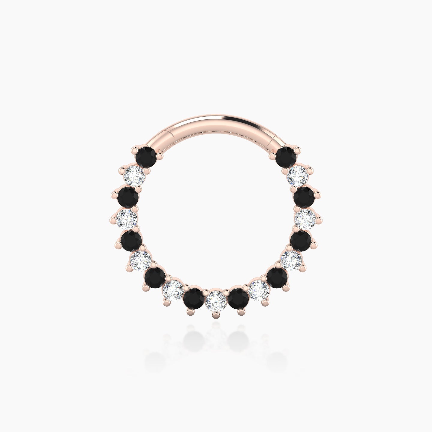 Delia | 18k Rose Gold 9.5 mm Black Diamond & Diamond Daith Piercing