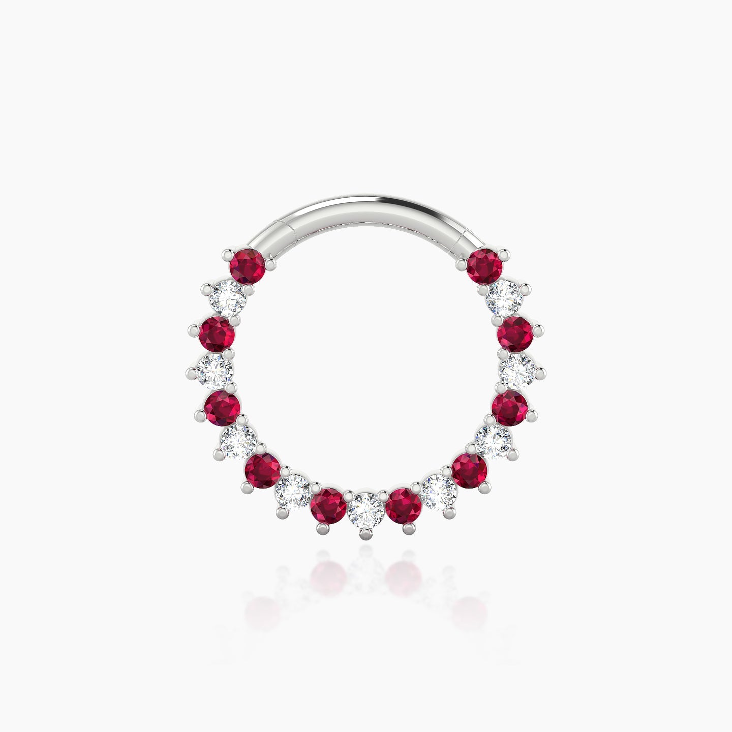 Delia | 18k White Gold 9.5 mm Ruby & Diamond Daith Piercing