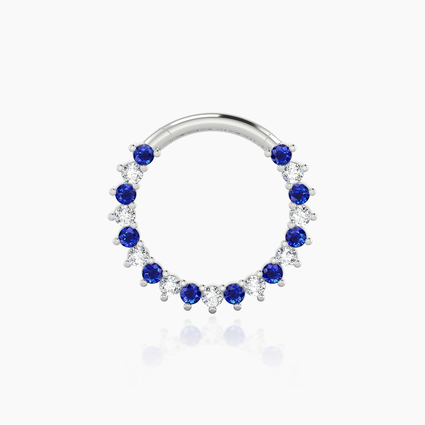 Delia | 18k White Gold 9.5 mm Sapphire & Diamond Daith Piercing