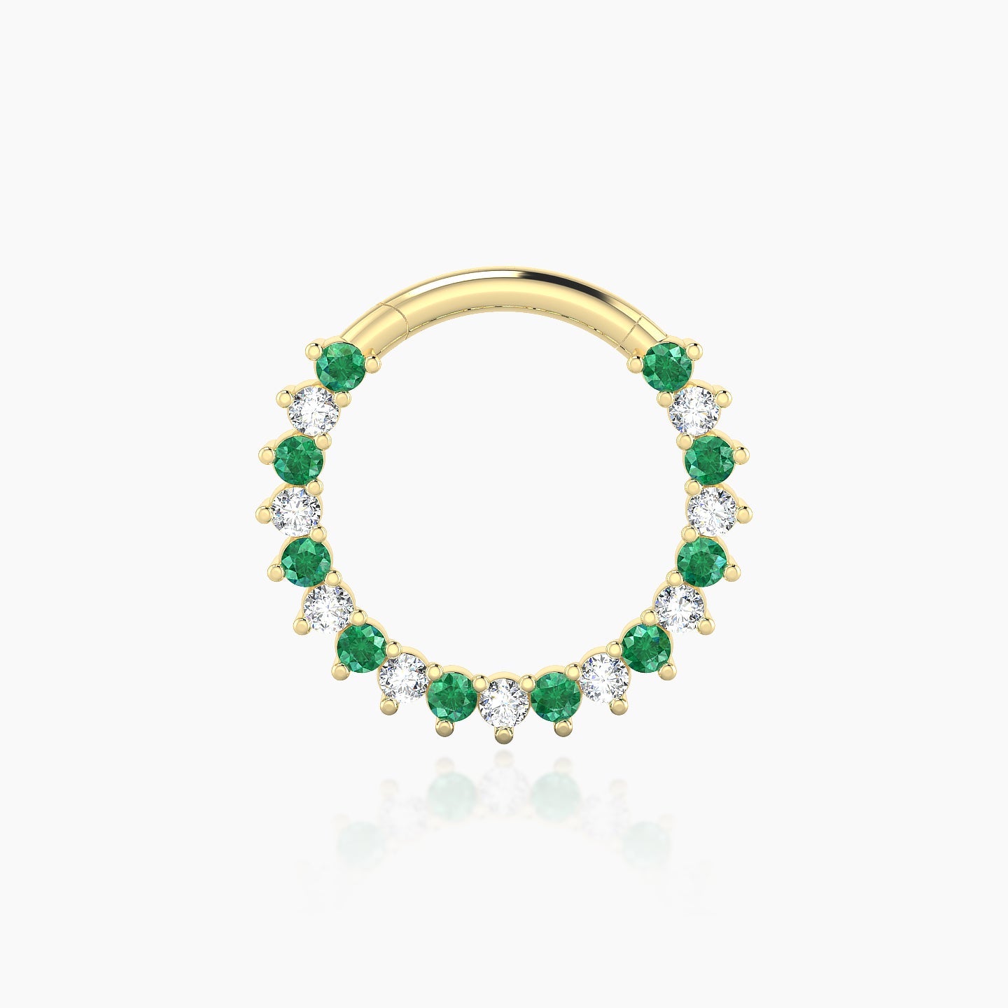 Delia | 18k Yellow Gold 9.5 mm Emerald & Diamond Daith Piercing