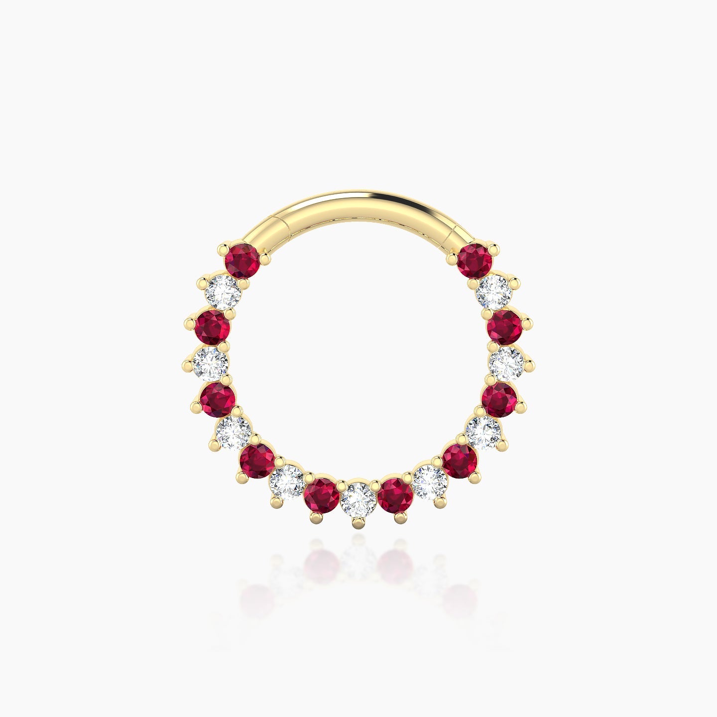 Delia | 18k Yellow Gold 9.5 mm Ruby & Diamond Daith Piercing