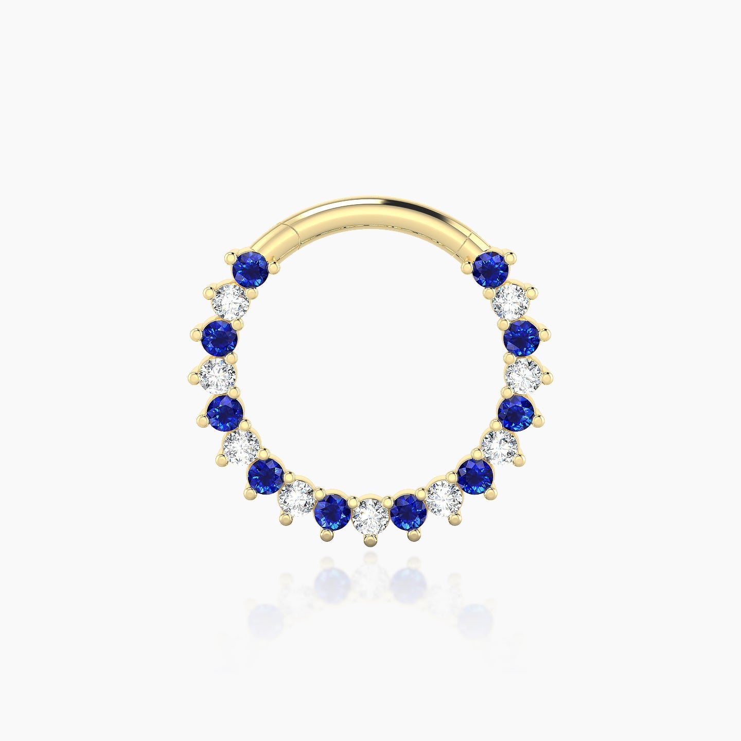 Delia | 18k Yellow Gold 9.5 mm Sapphire & Diamond Daith Piercing