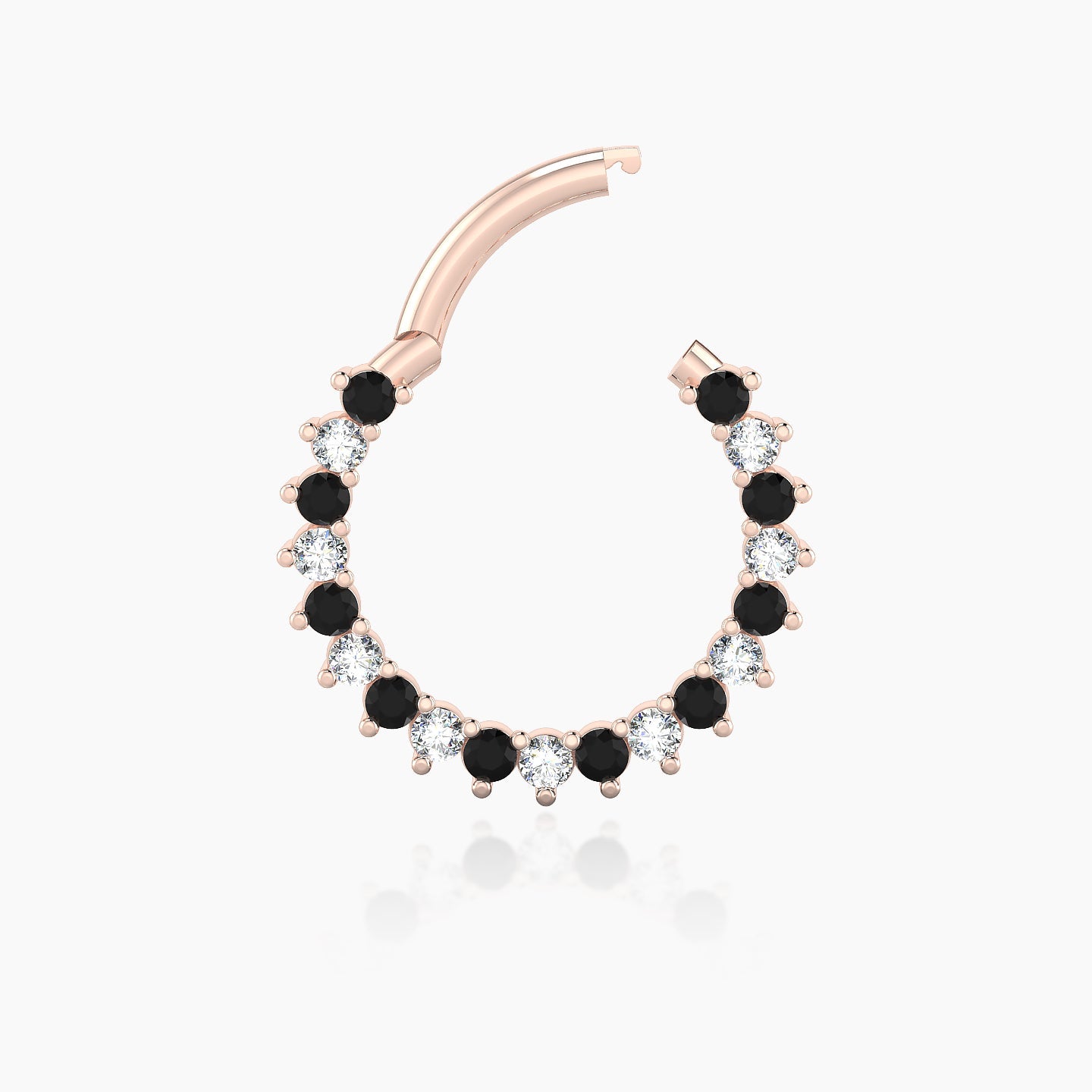 Delia | 18k Rose Gold 9.5 mm Black Diamond & Diamond Daith Piercing