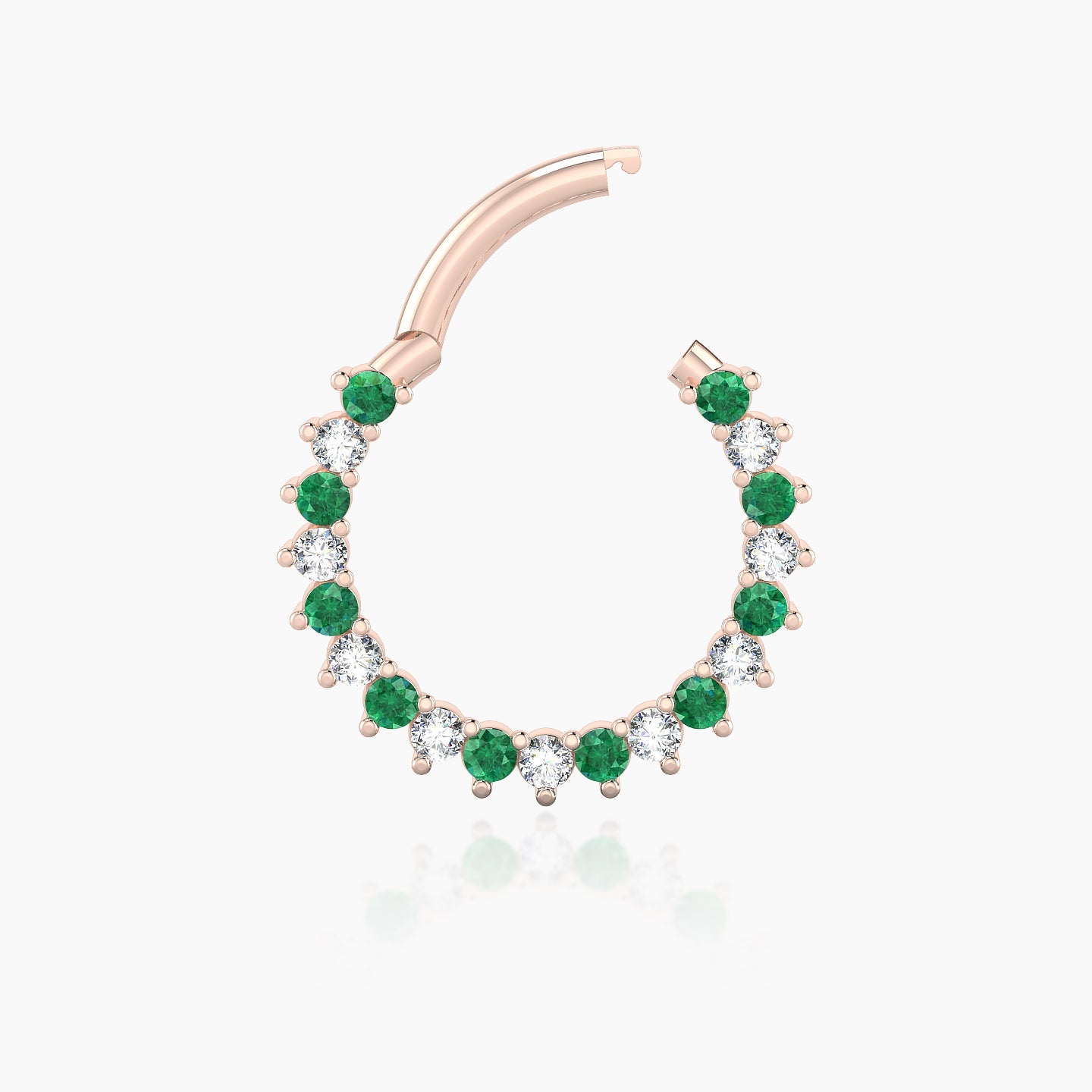 Delia | 18k Rose Gold 9.5 mm Emerald & Diamond Daith Piercing