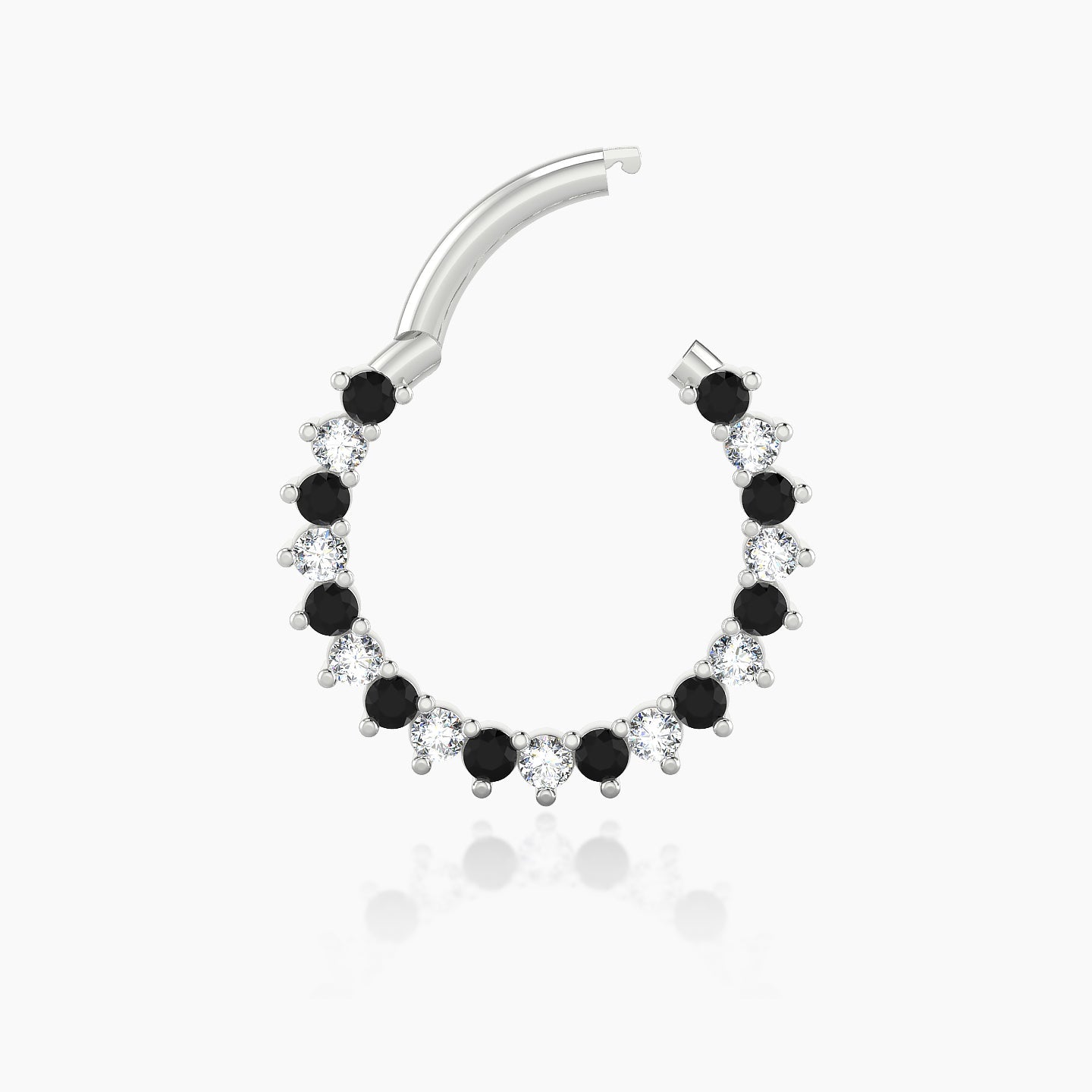 Delia | 18k White Gold 9.5 mm Black Diamond & Diamond Daith Piercing