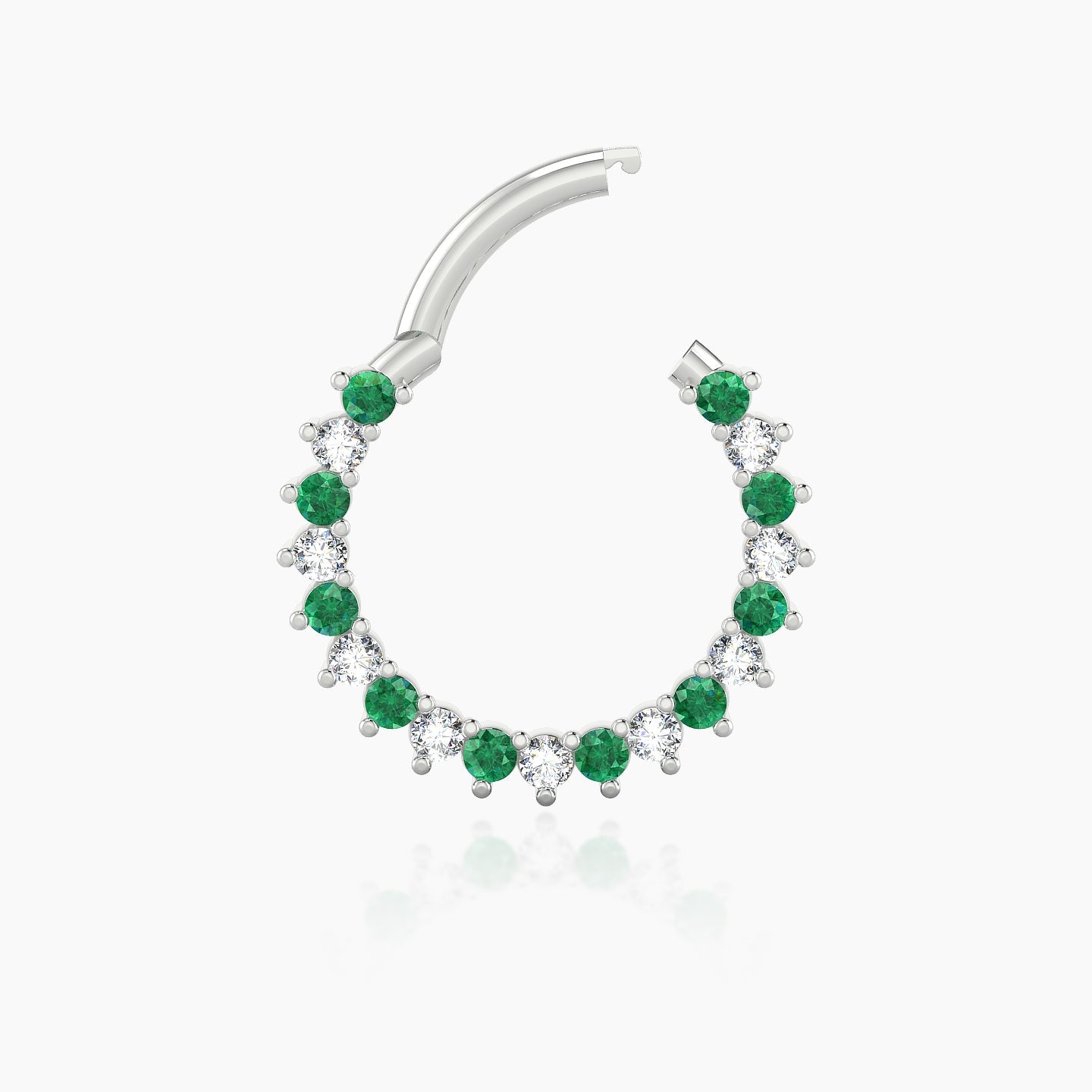 Delia | 18k White Gold 9.5 mm Emerald & Diamond Daith Piercing