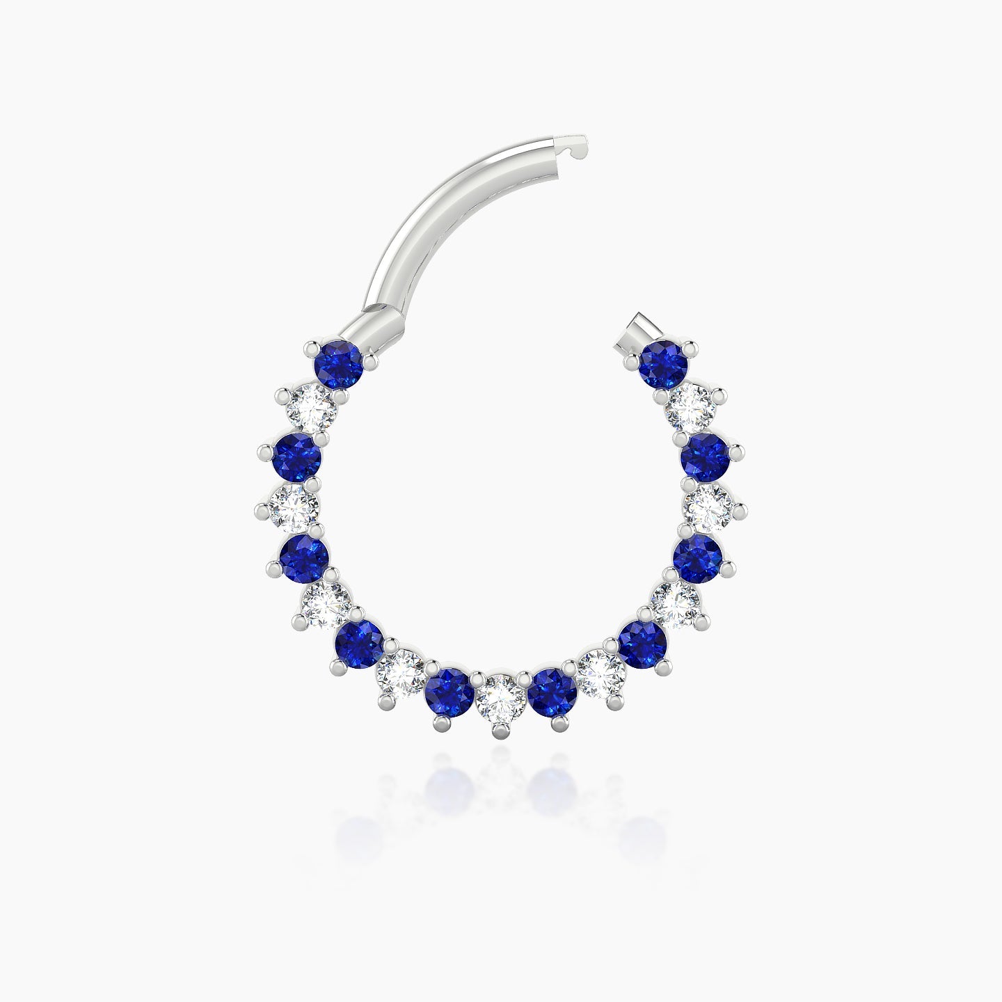 Delia | 18k White Gold 9.5 mm Sapphire & Diamond Daith Piercing