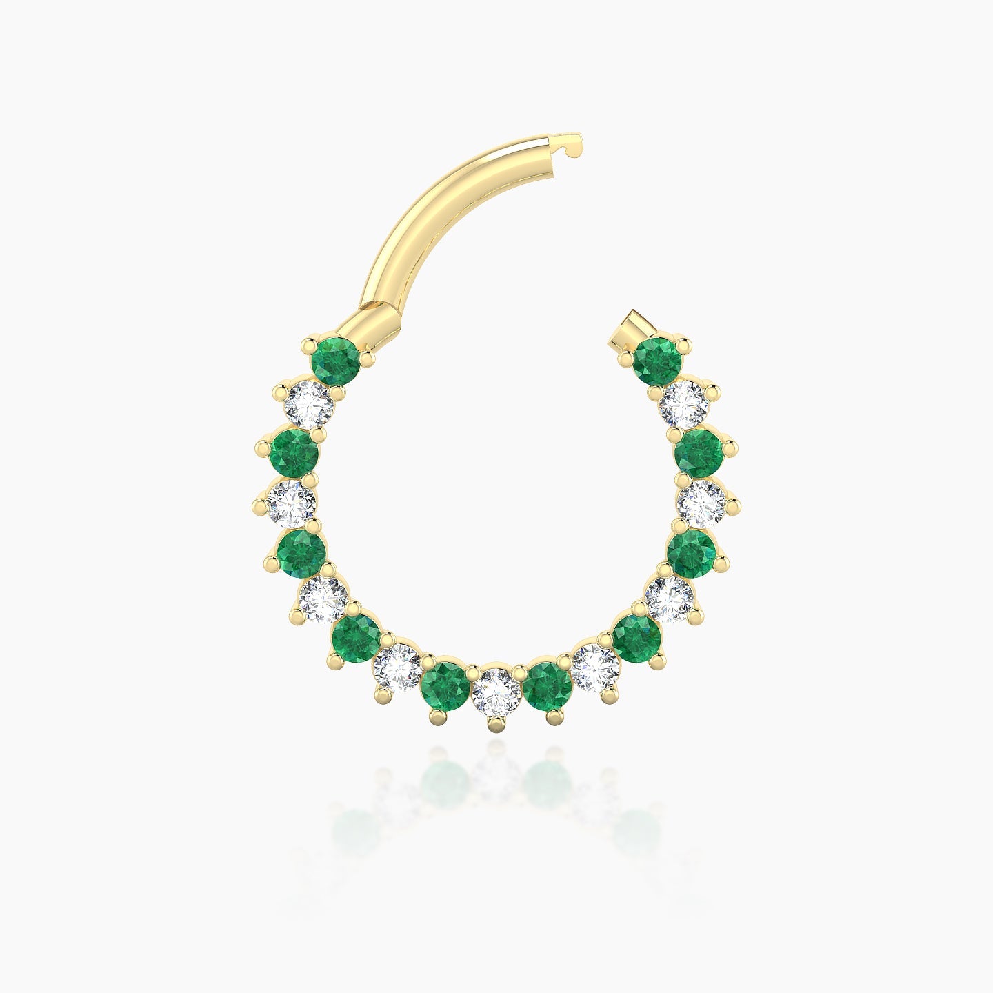 Delia | 18k Yellow Gold 9.5 mm Emerald & Diamond Daith Piercing