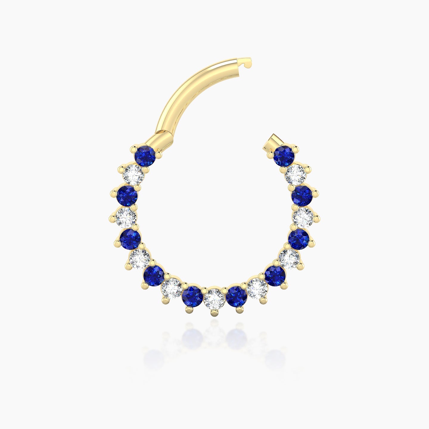 Delia | 18k Yellow Gold 9.5 mm Sapphire & Diamond Daith Piercing