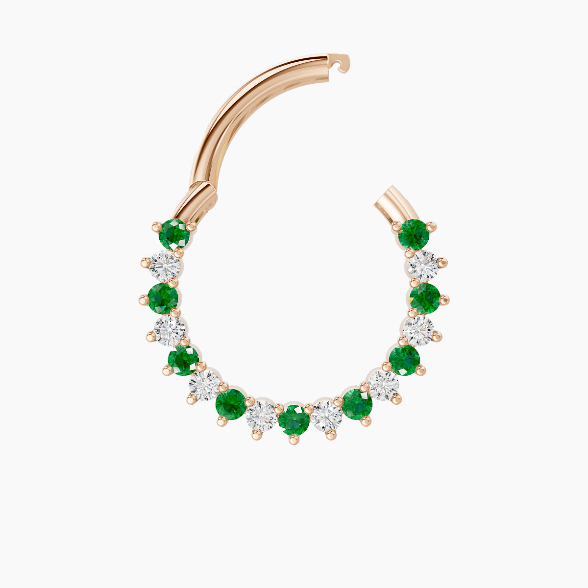Delia | 18k Rose Gold 9.5 mm Emerald & Diamond Septum Piercing