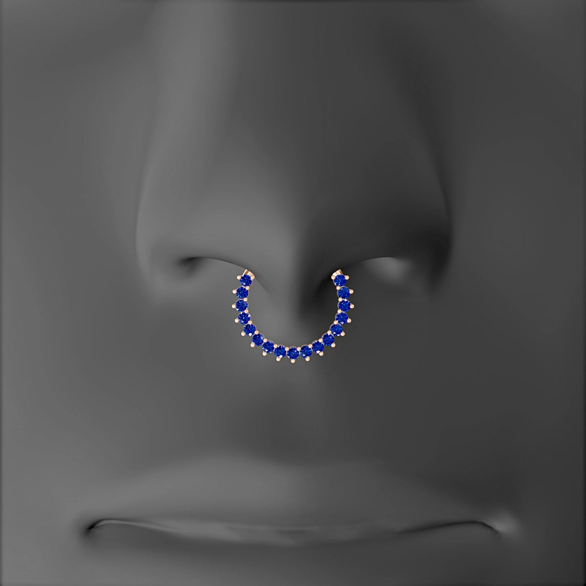 Delia | 18k Rose Gold 9.5 mm Sapphire & Diamond Septum Piercing