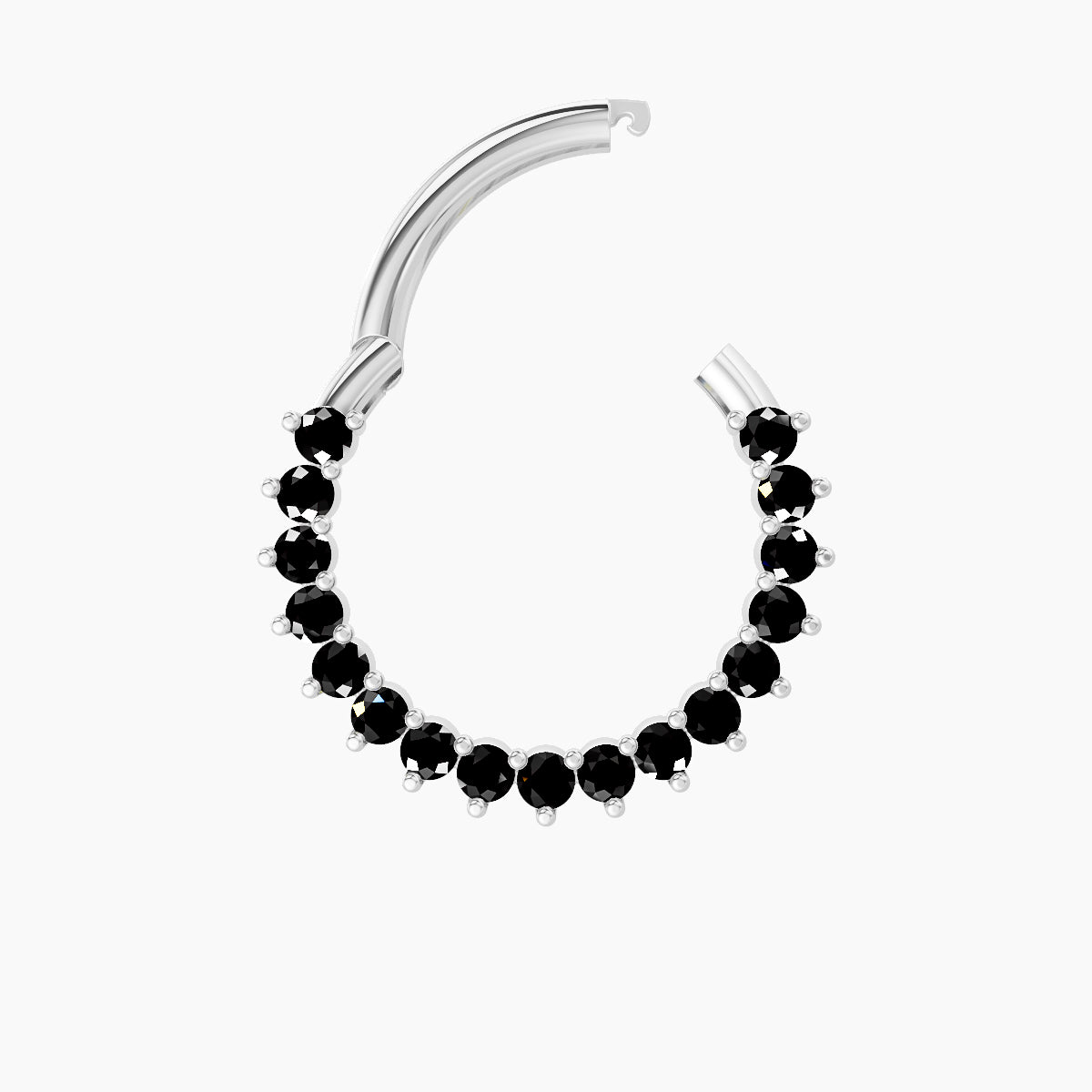 Delia | 18k White Gold 9.5 mm Black Diamond Septum Piercing