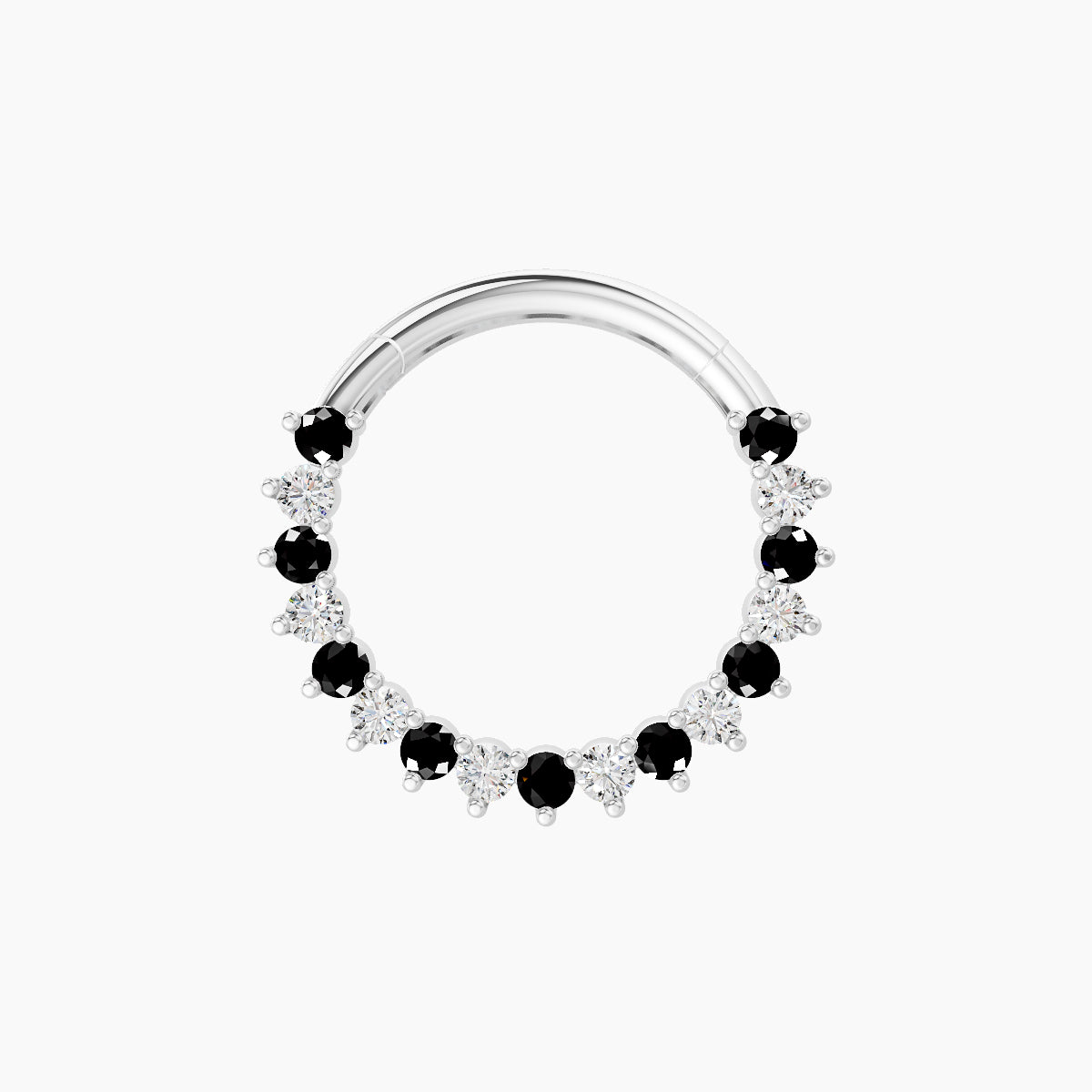 Delia | 18k White Gold 9.5 mm Black Diamond & Diamond Septum Piercing