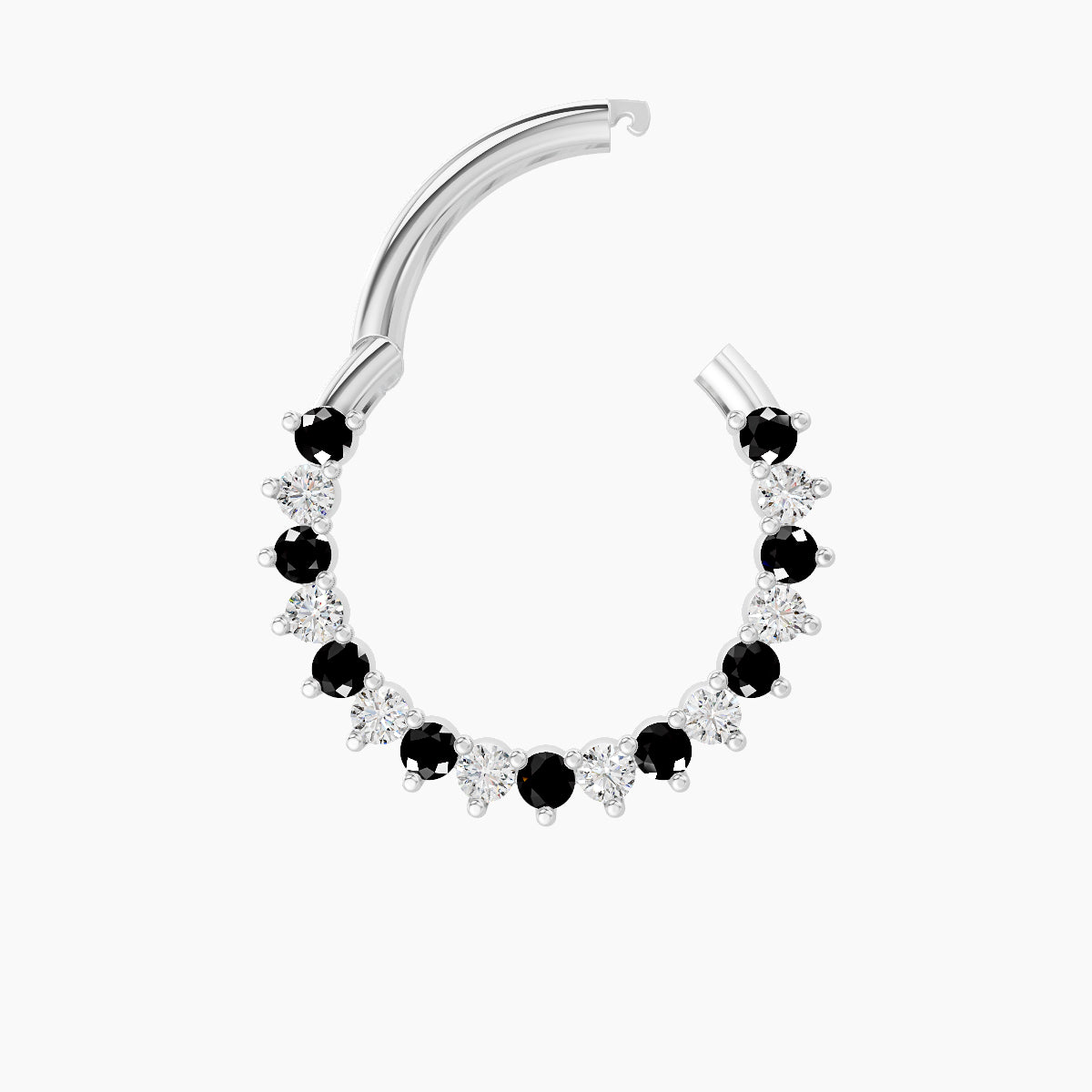 Delia | 18k White Gold 9.5 mm Black Diamond & Diamond Septum Piercing