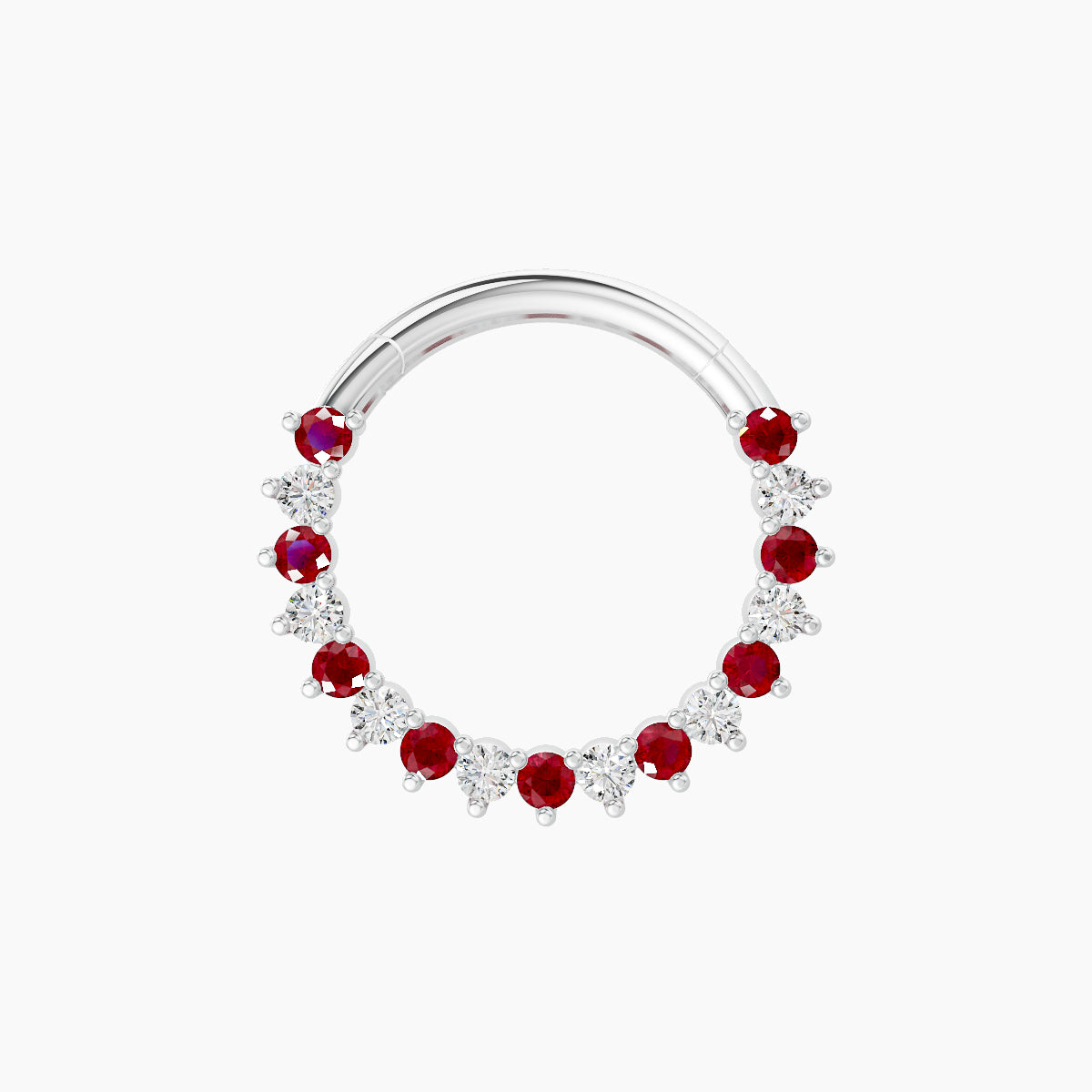 Delia | 18k White Gold 9.5 mm Ruby & Diamond Septum Piercing