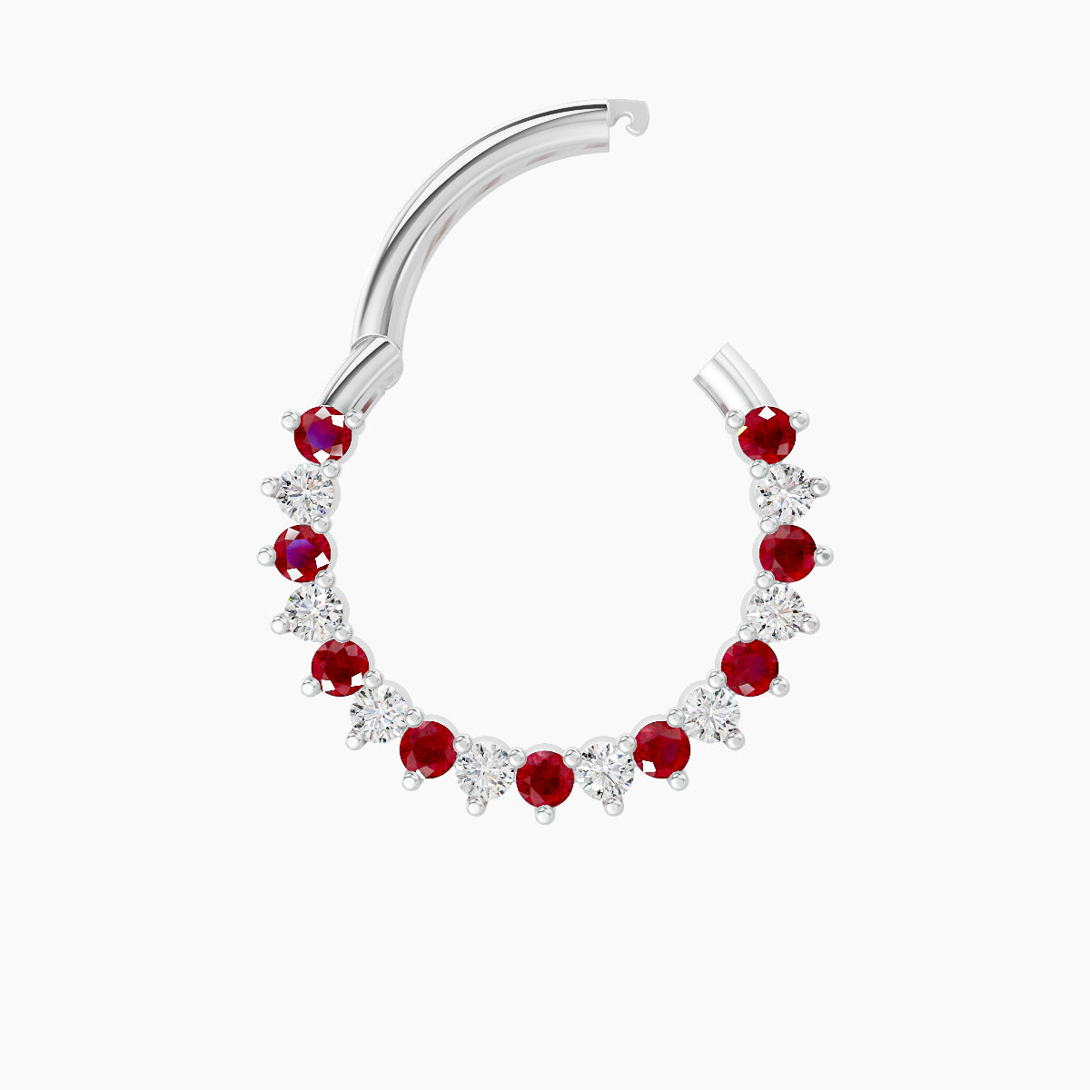 Delia | 18k White Gold 9.5 mm Ruby & Diamond Septum Piercing