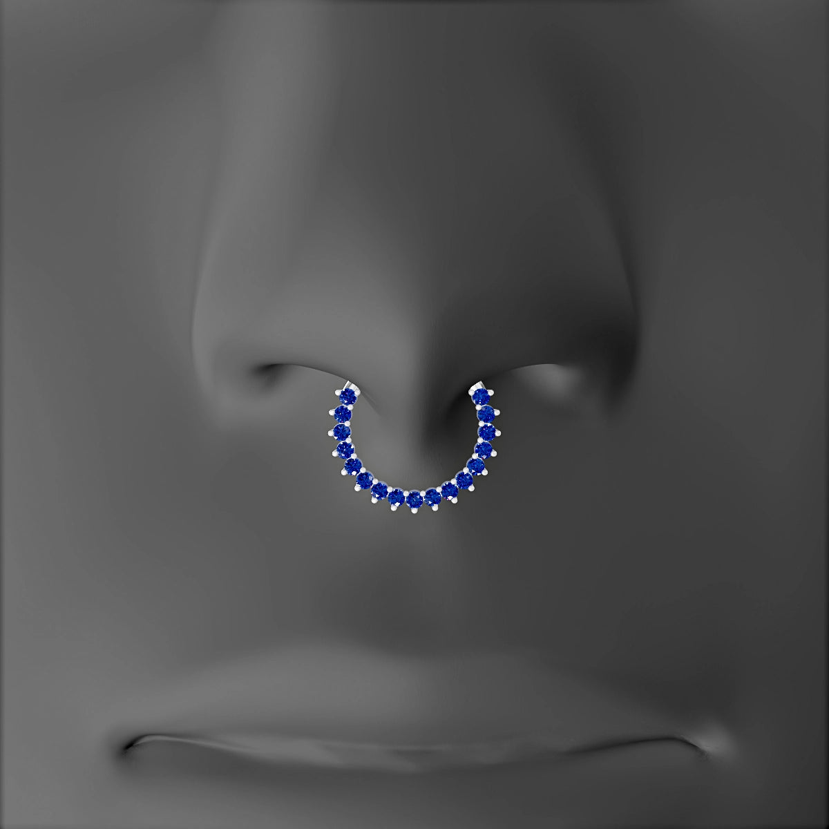Delia | 18k White Gold 9.5 mm Sapphire & Diamond Septum Piercing