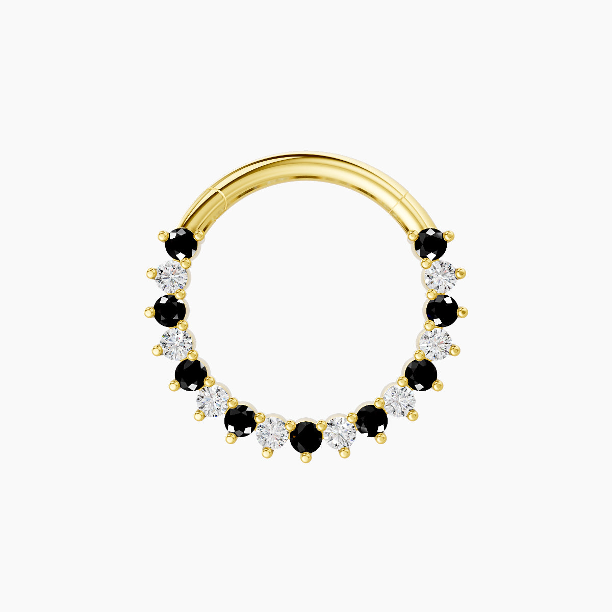 Delia | 18k Yellow Gold 9.5 mm Black Diamond & Diamond Septum Piercing
