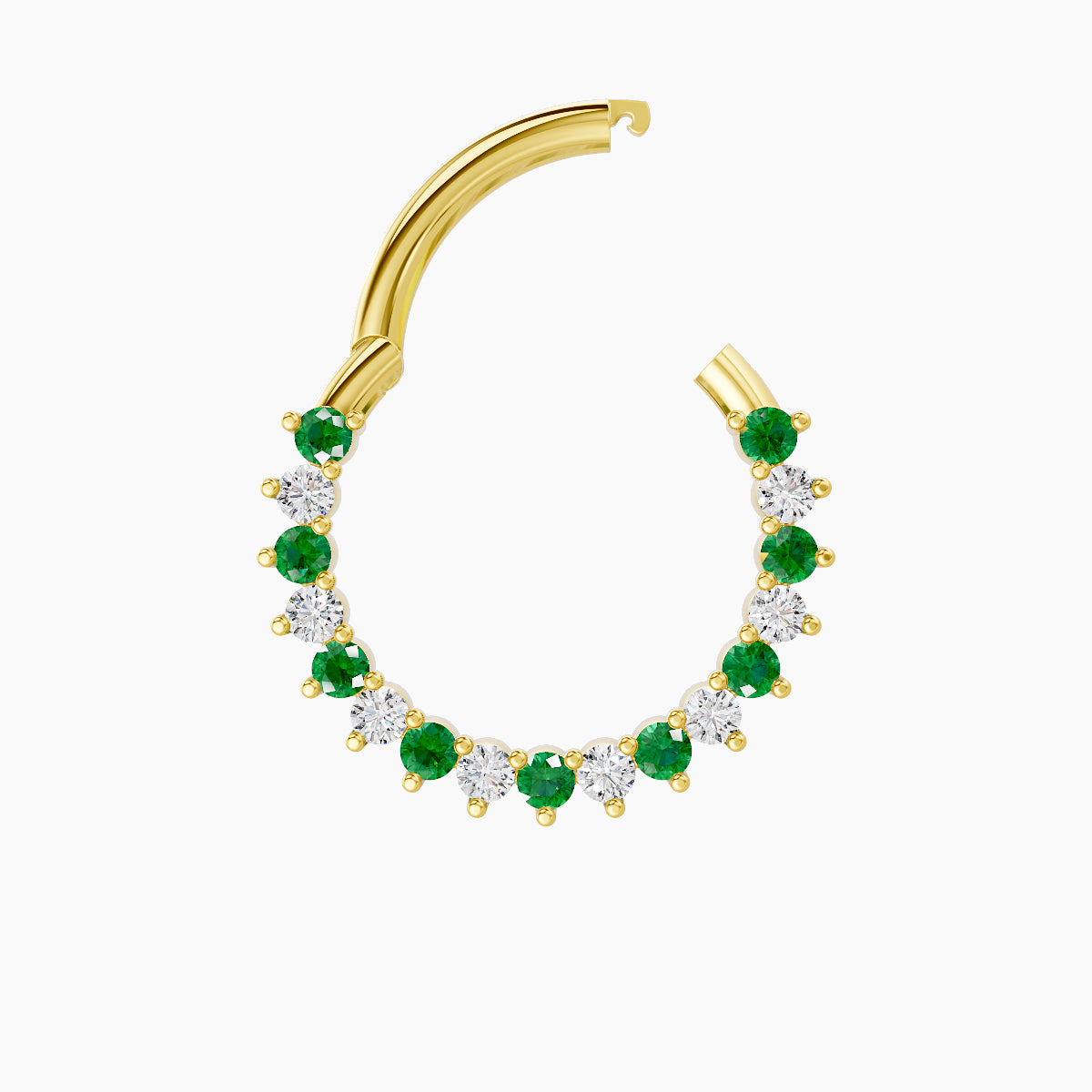 Delia | 18k Yellow Gold 9.5 mm Emerald & Diamond Septum Piercing