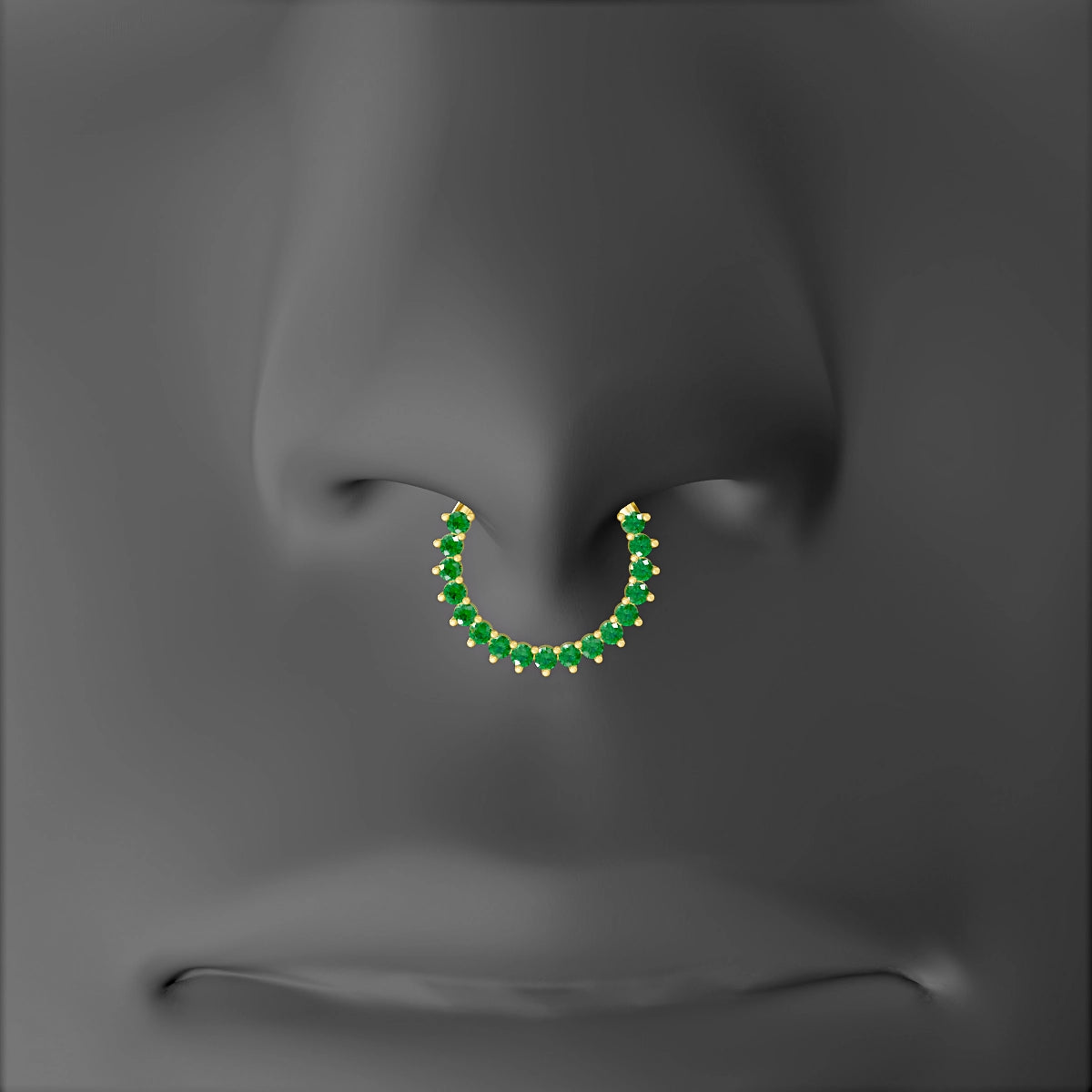Delia | 18k Yellow Gold 9.5 mm Emerald Septum Piercing