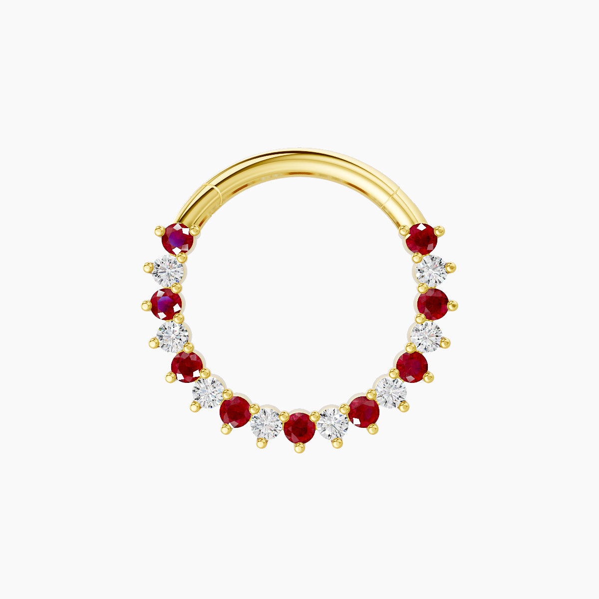 Delia | 18k Yellow Gold 9.5 mm Ruby & Diamond Septum Piercing