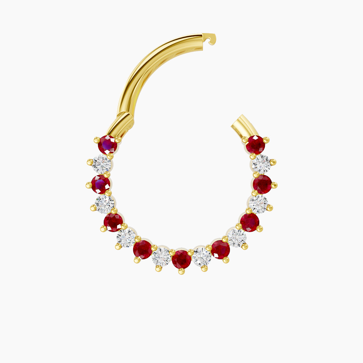 Delia | 18k Yellow Gold 9.5 mm Ruby & Diamond Septum Piercing