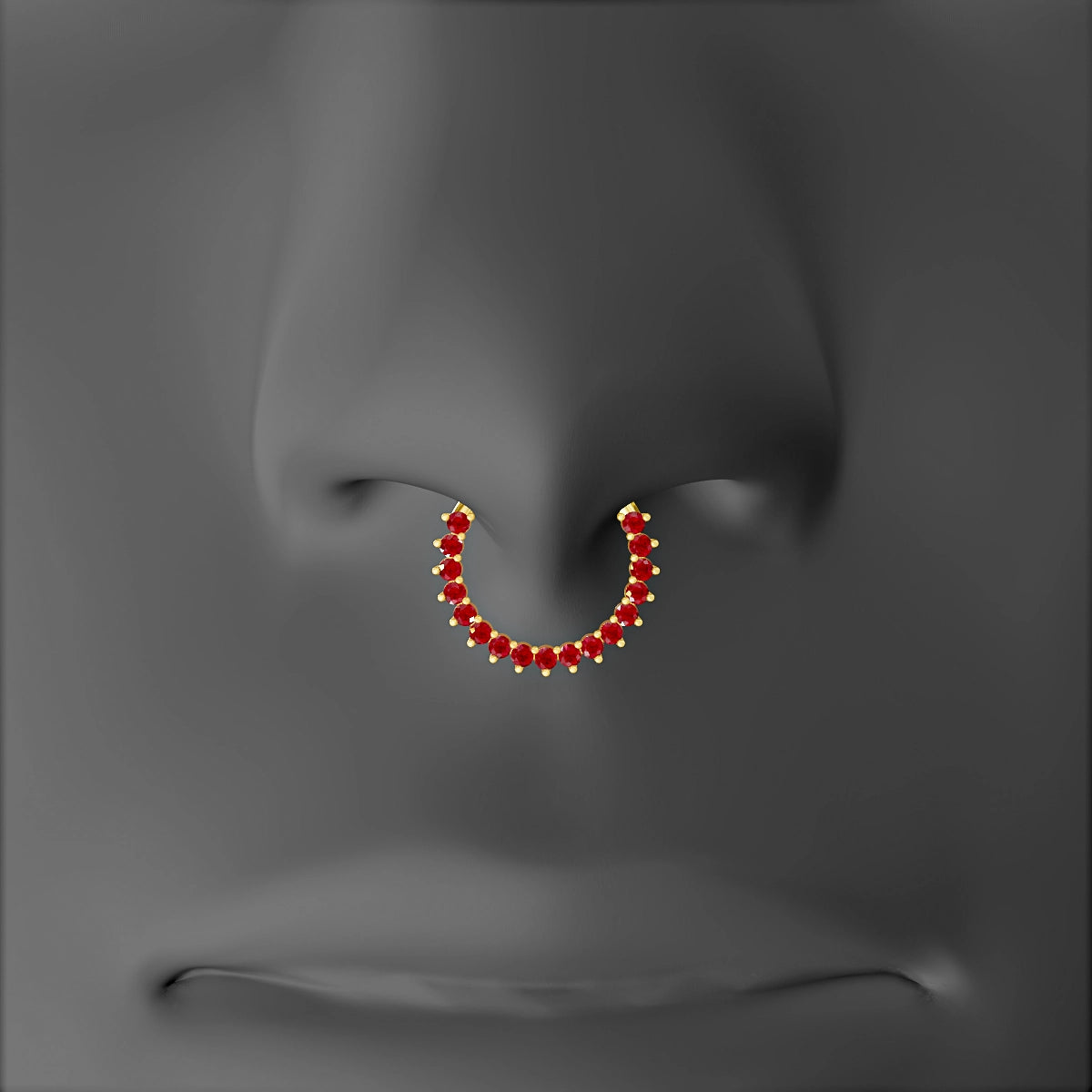 Delia | 18k Yellow Gold 9.5 mm Ruby & Diamond Septum Piercing