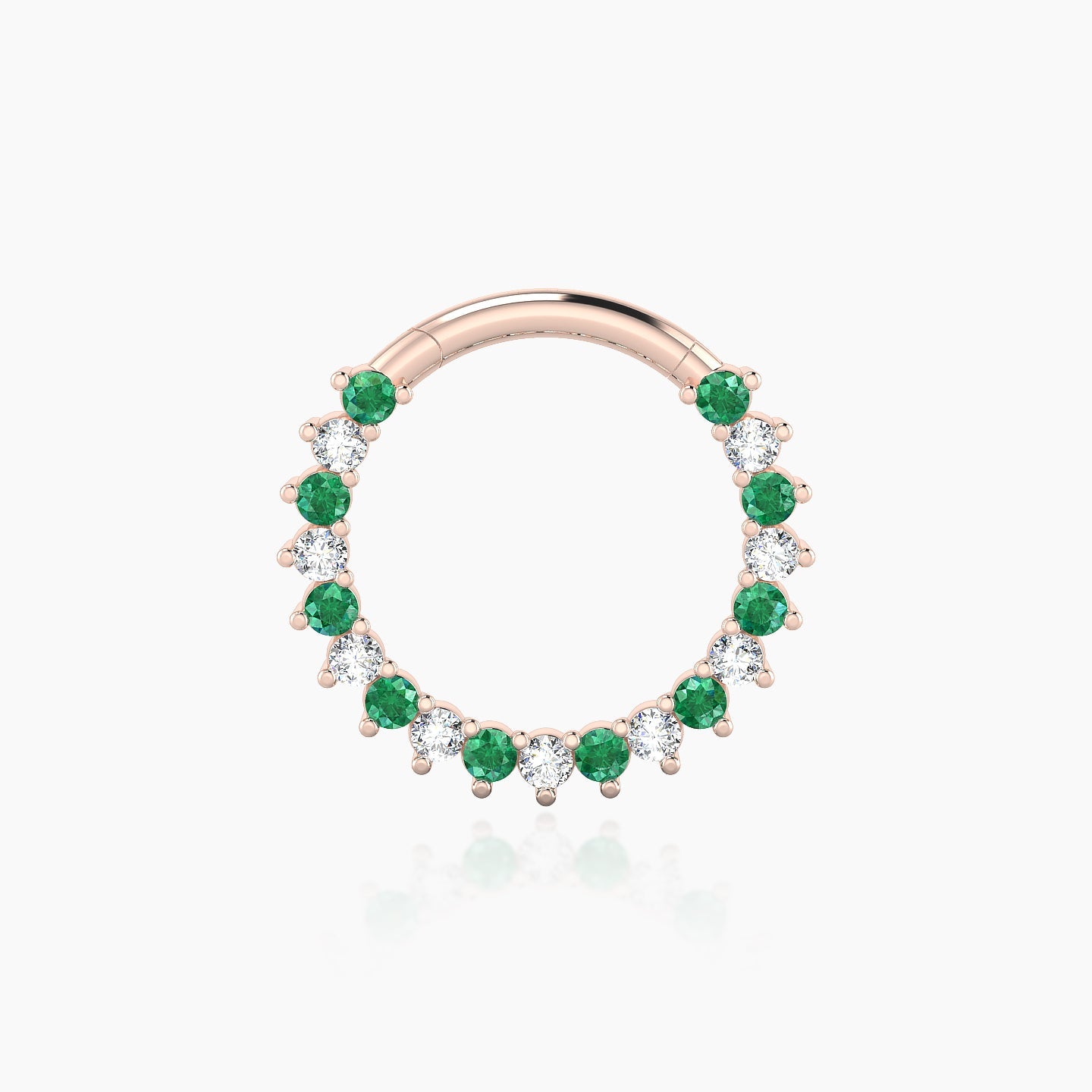 Delia | 18k Rose Gold 9.5 mm Emerald & Diamond Septum Piercing