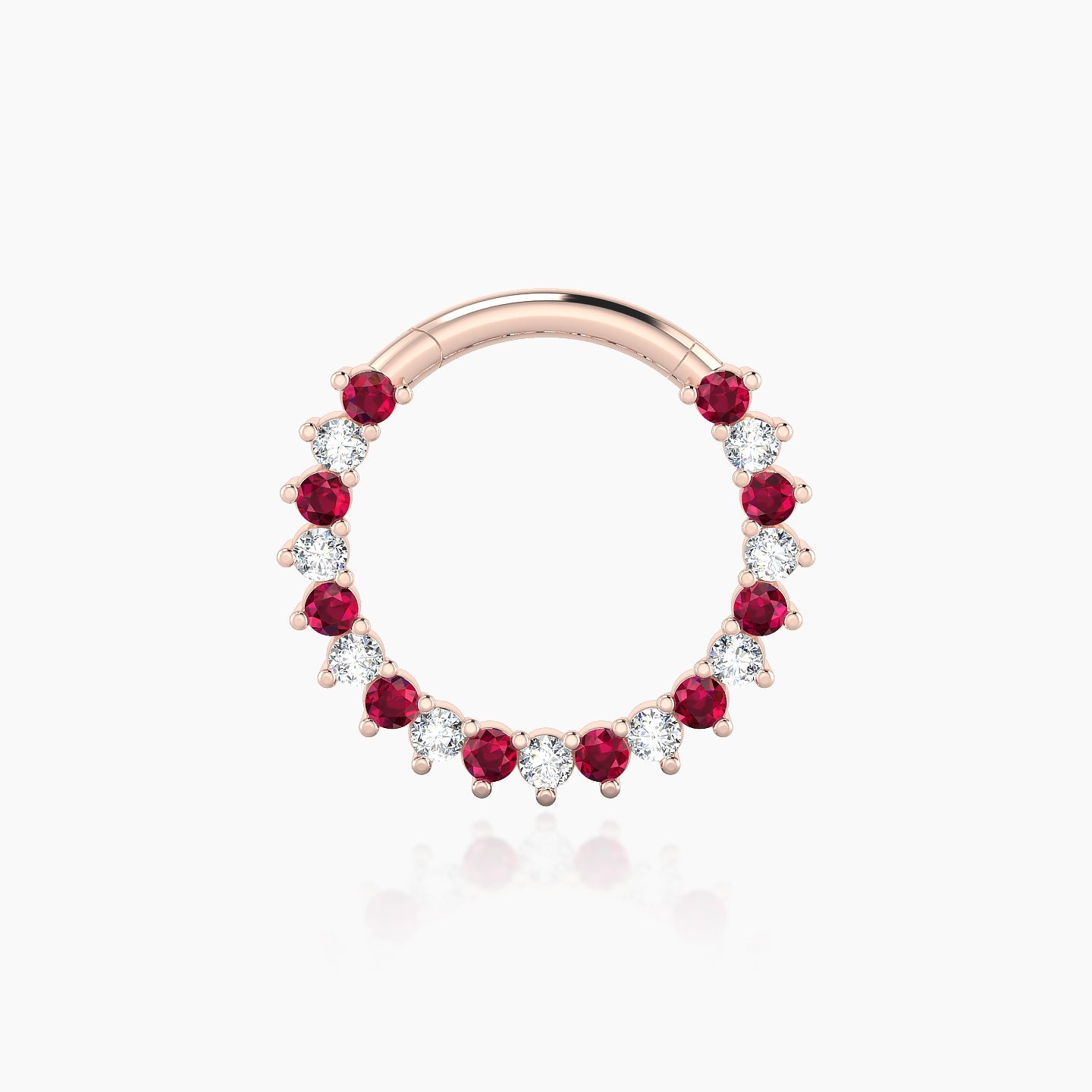 Delia | 18k Rose Gold 9.5 mm Ruby & Diamond Septum Piercing