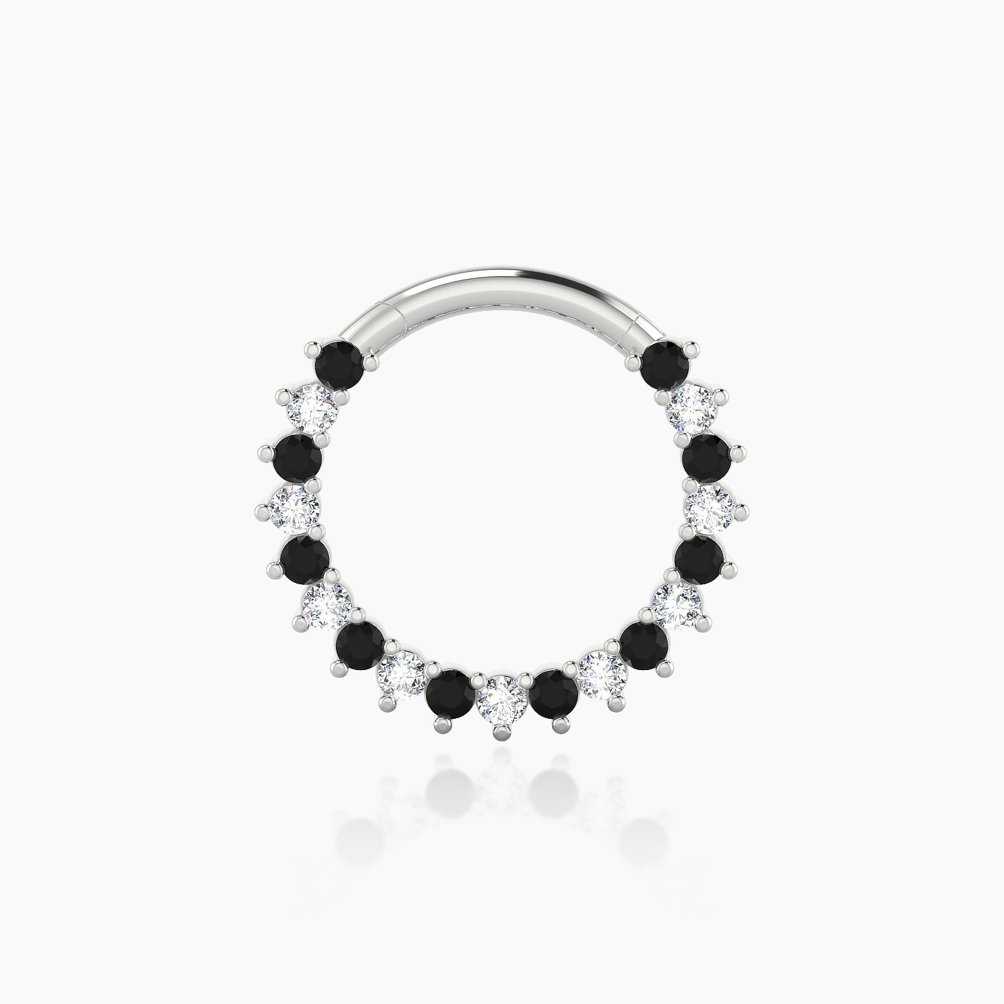 Delia | 18k White Gold 9.5 mm Black Diamond & Diamond Septum Piercing