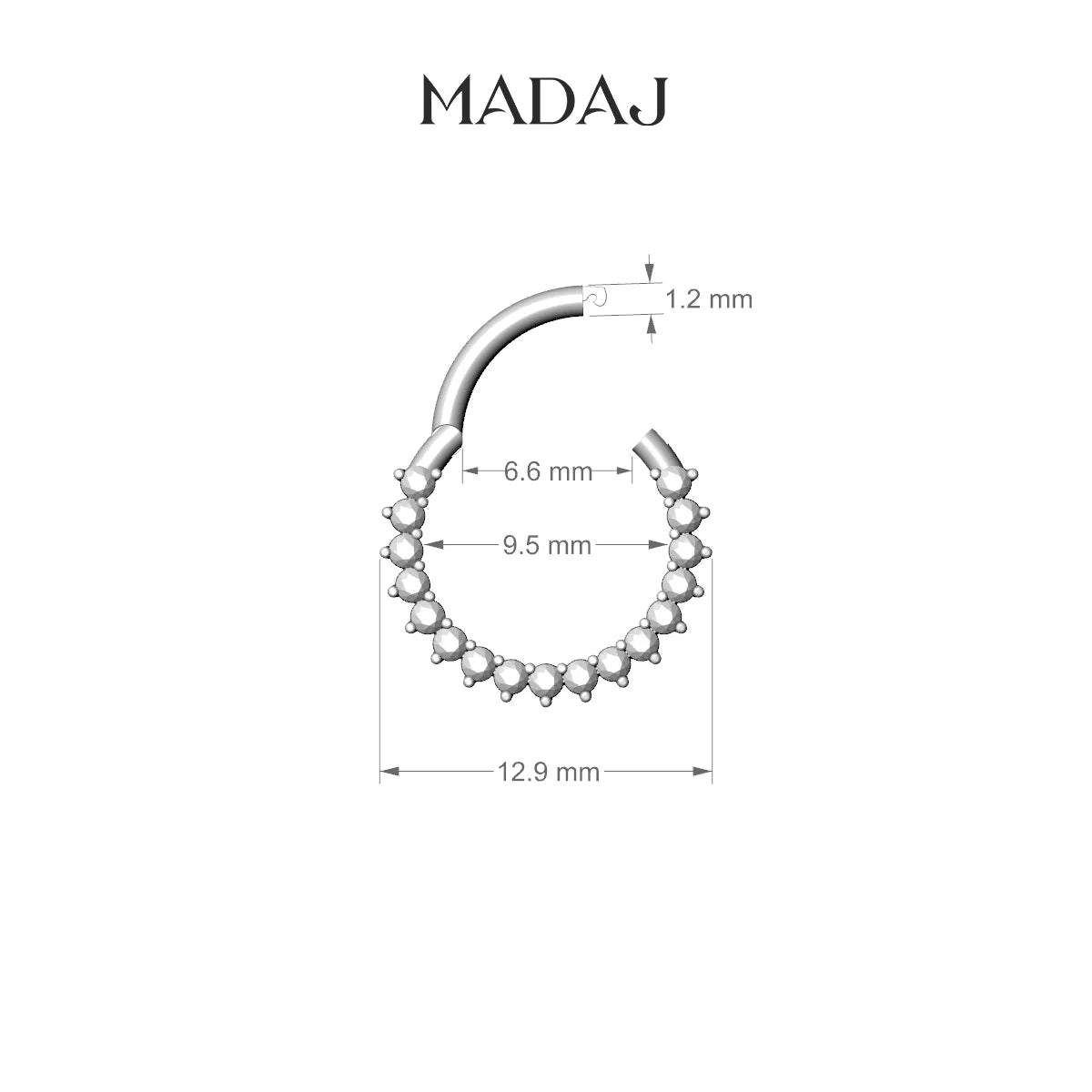Delia | 18k White Gold 9.5 mm Emerald Septum Piercing
