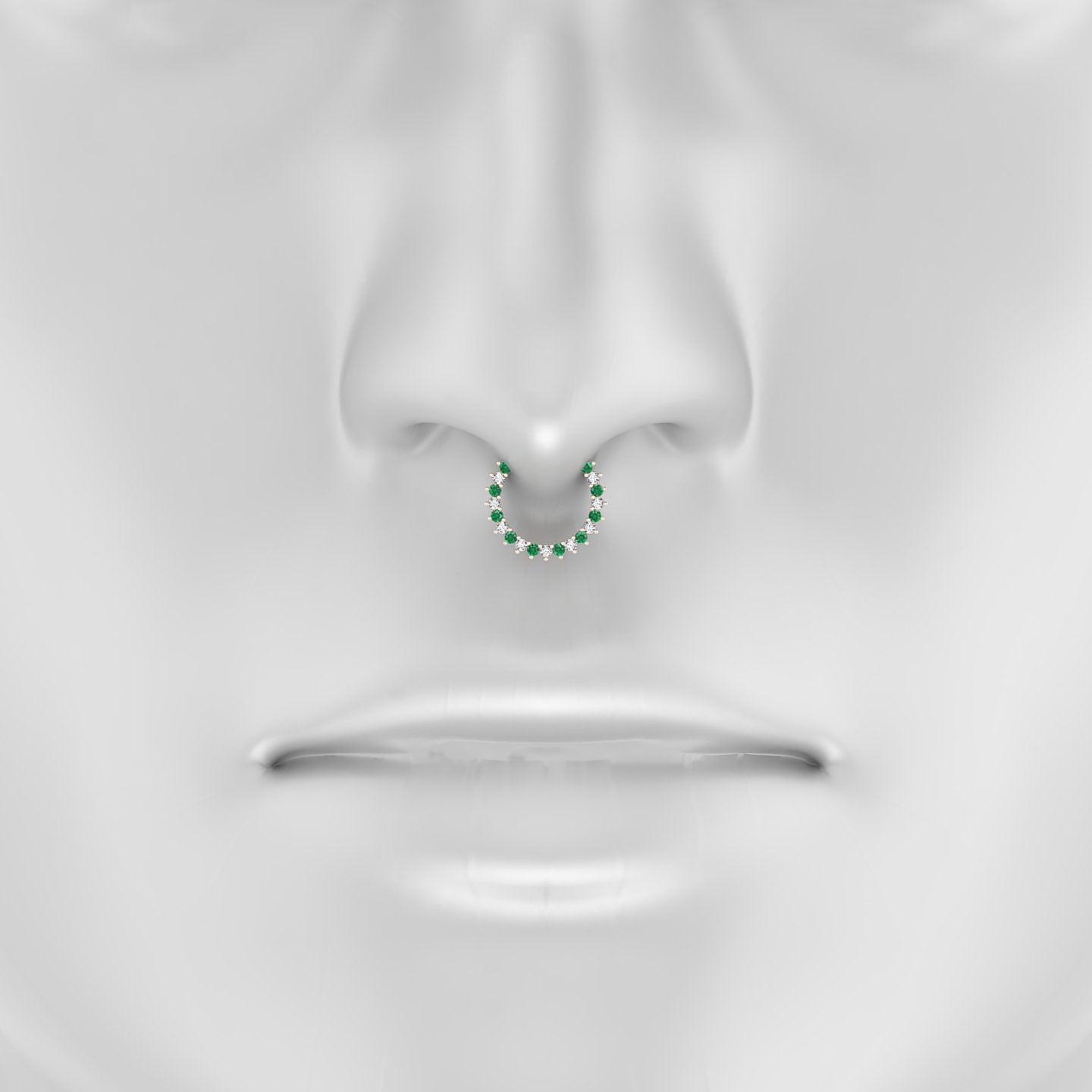 Delia | 18k Rose Gold 9.5 mm Emerald & Diamond Septum Piercing