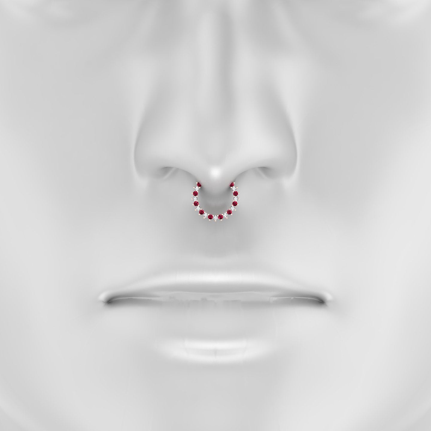 Delia | 18k Rose Gold 9.5 mm Ruby & Diamond Septum Piercing