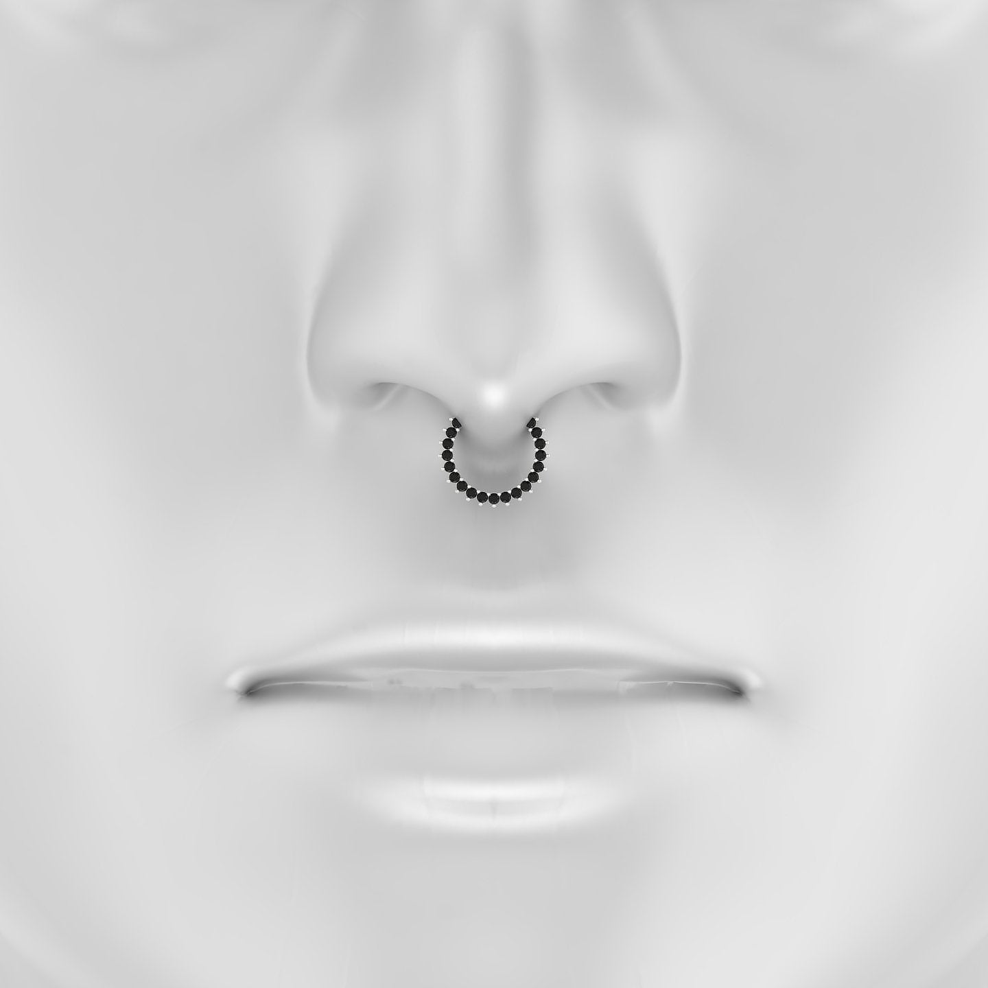 Delia | 18k White Gold 9.5 mm Black Diamond Septum Piercing