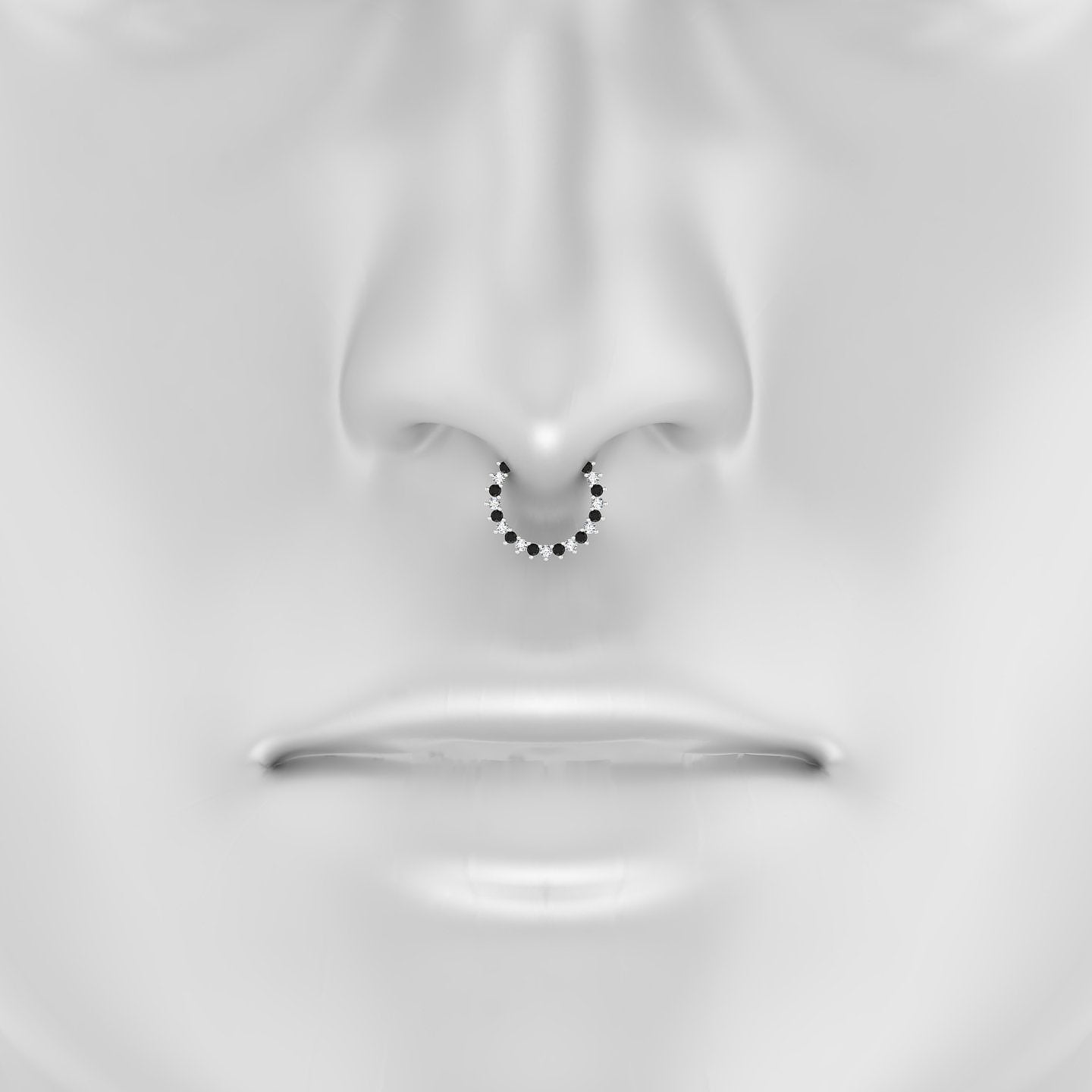 Delia | 18k White Gold 9.5 mm Black Diamond & Diamond Septum Piercing