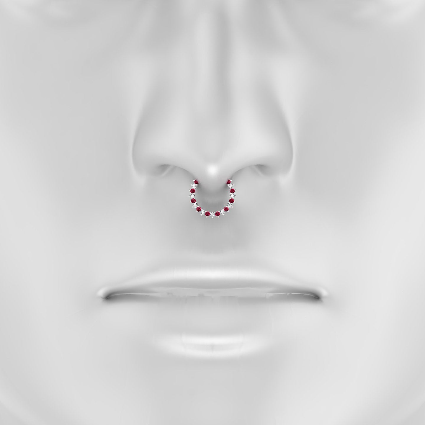 Delia | 18k White Gold 9.5 mm Ruby & Diamond Septum Piercing