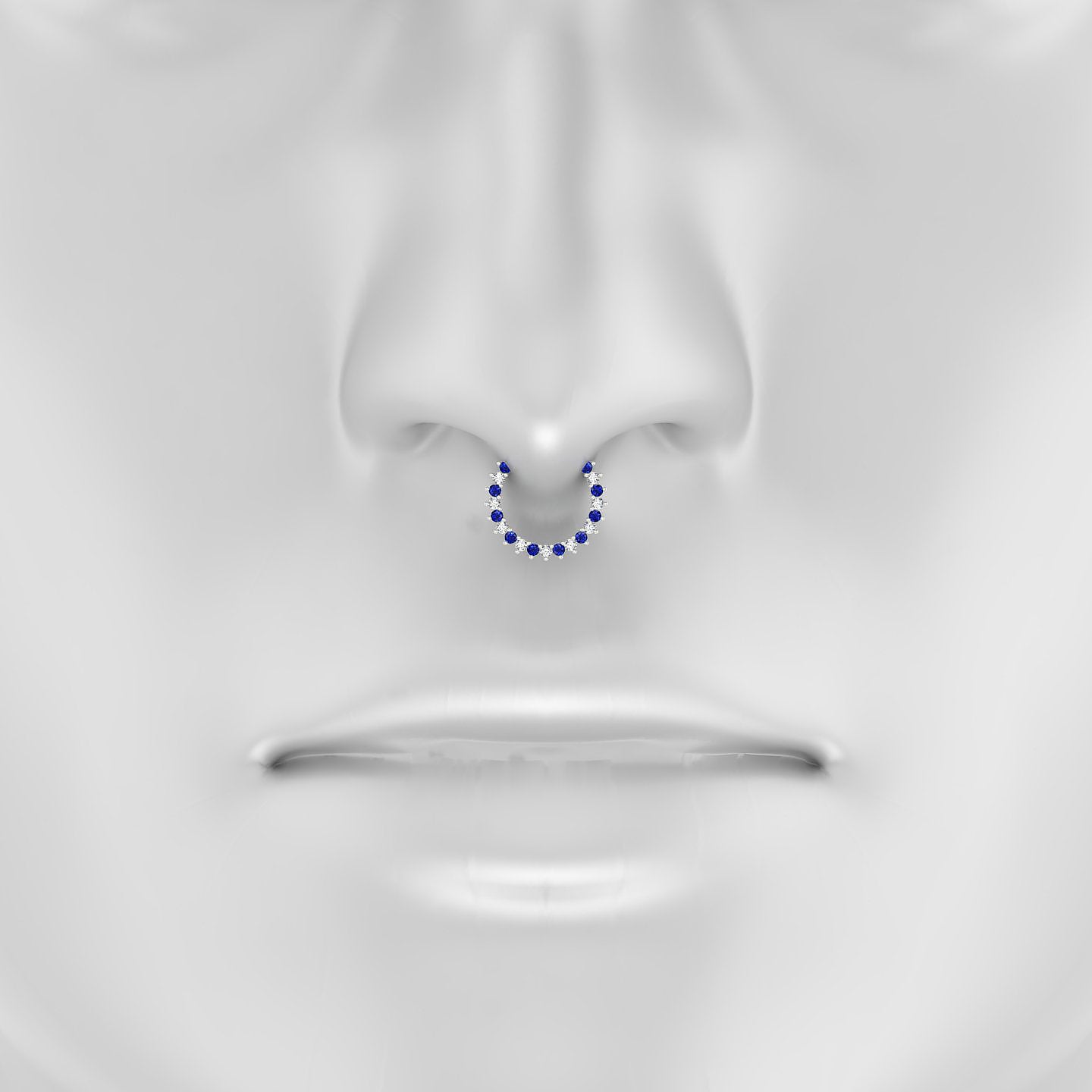 Delia | 18k White Gold 9.5 mm Sapphire & Diamond Septum Piercing