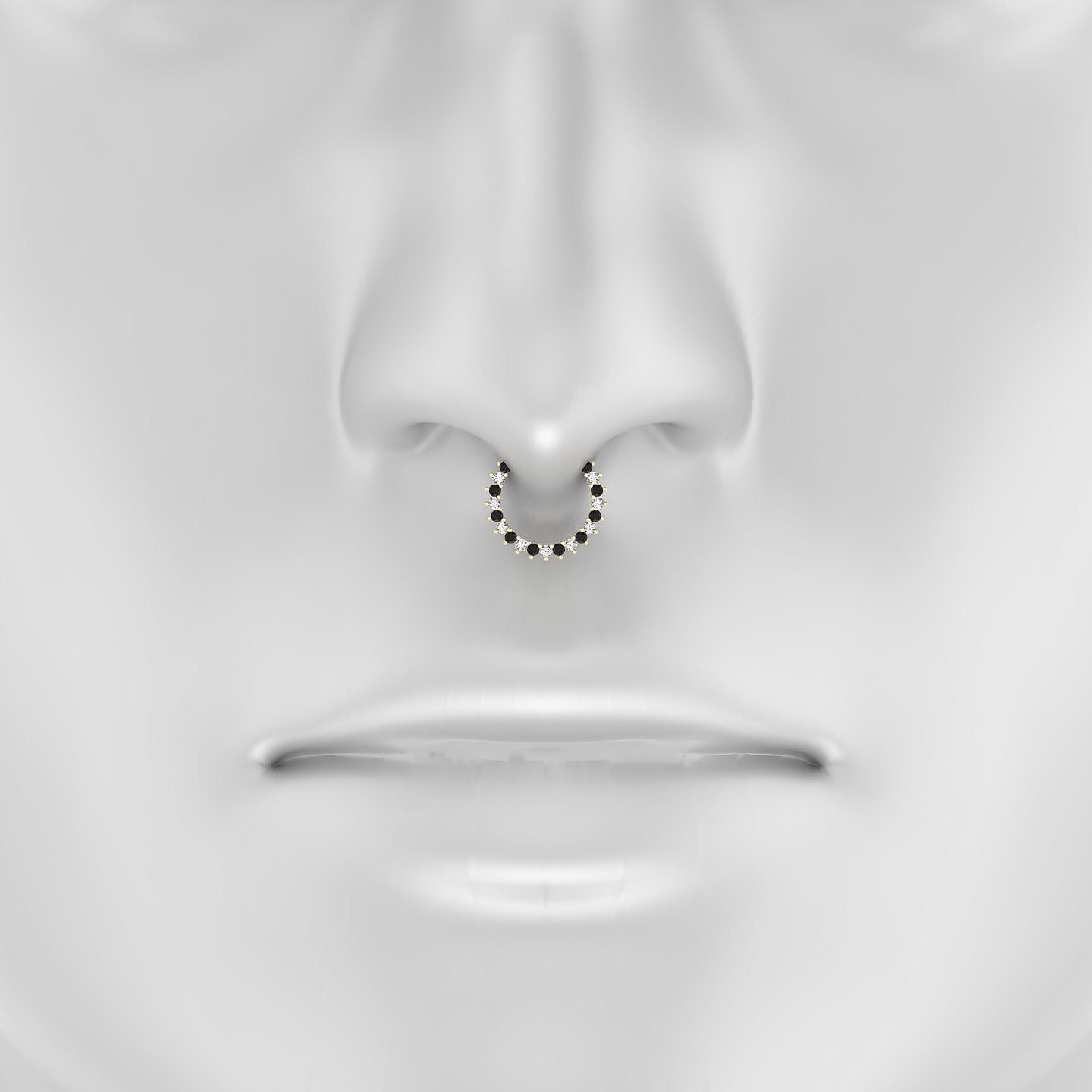 Delia | 18k Yellow Gold 9.5 mm Black Diamond & Diamond Septum Piercing