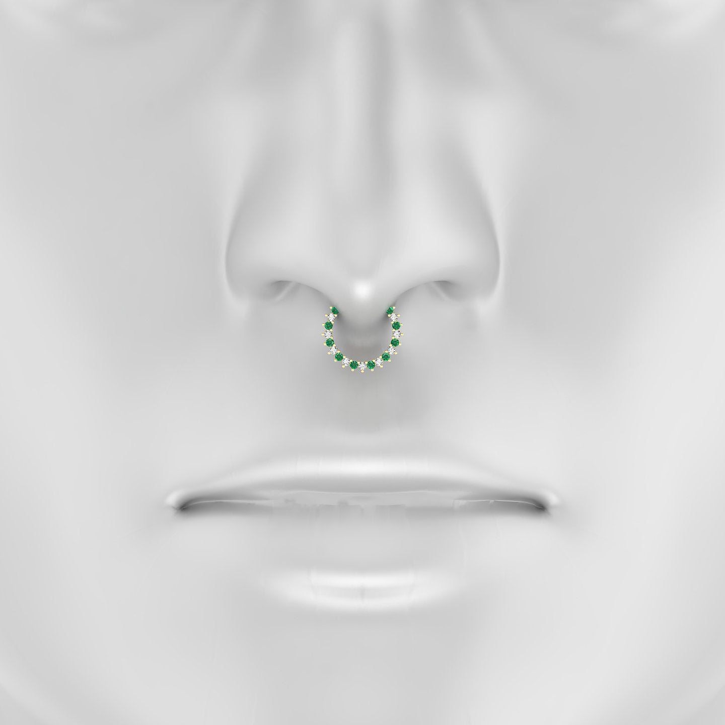 Delia | 18k Yellow Gold 9.5 mm Emerald & Diamond Septum Piercing