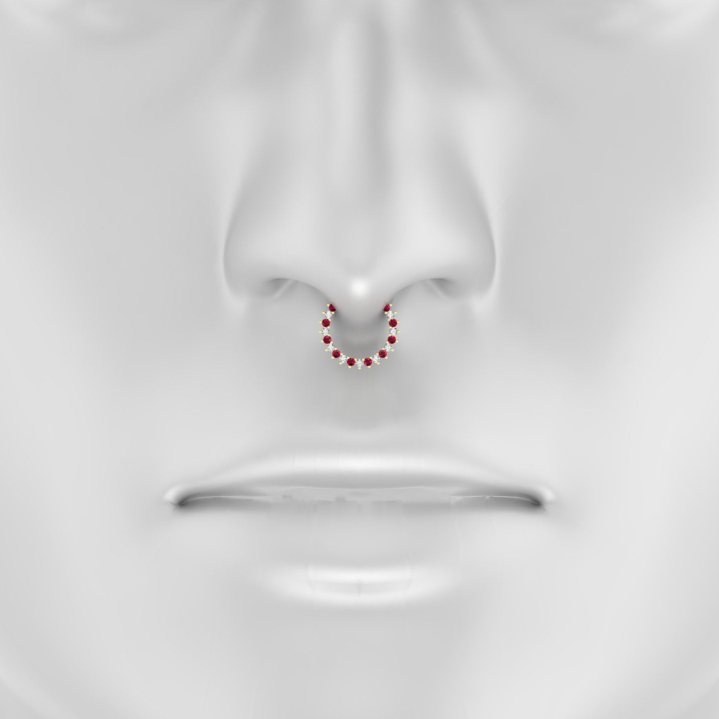Delia | 18k Yellow Gold 9.5 mm Ruby & Diamond Septum Piercing