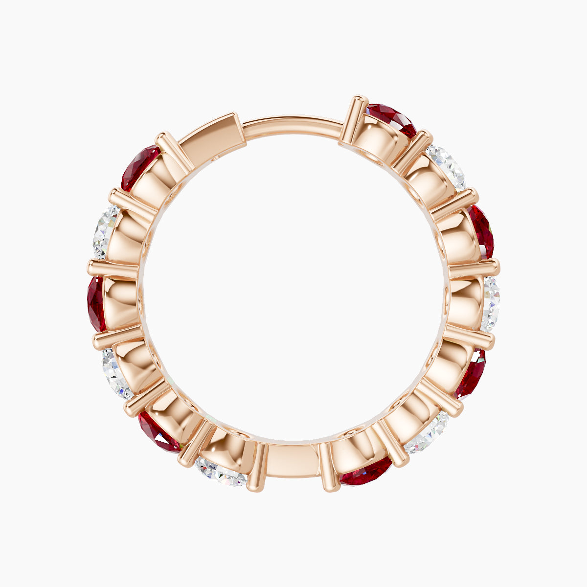 Diana | 18k Rose Gold 11 mm Ruby & Diamond Hoop Piercing
