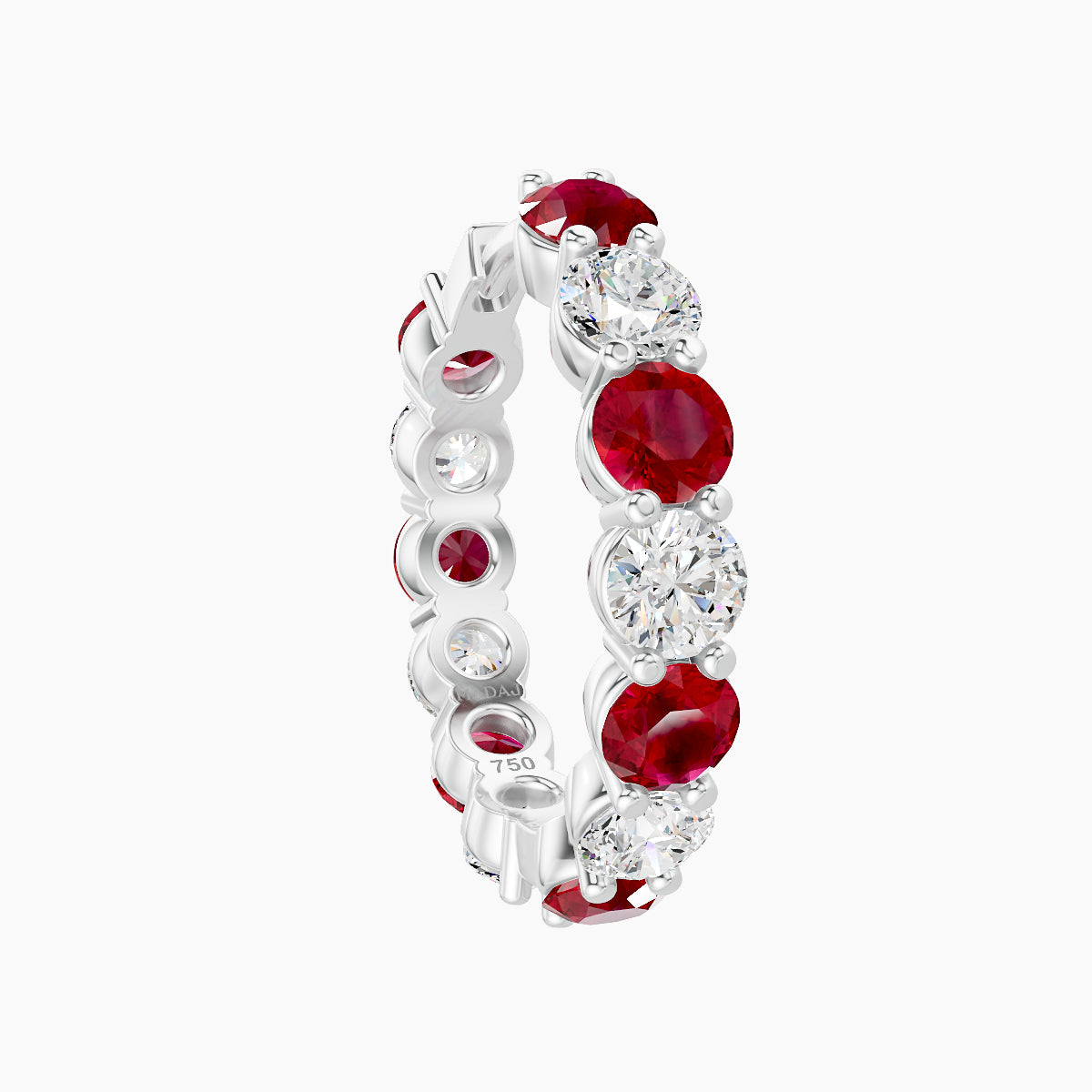 Diana | 18k White Gold 11 mm Ruby & Diamond Hoop Piercing