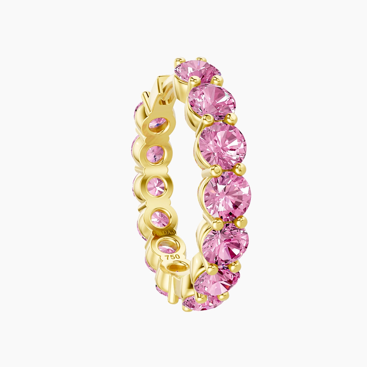 Diana | 18k Yellow Gold 11 mm Pink Sapphire Hoop Piercing