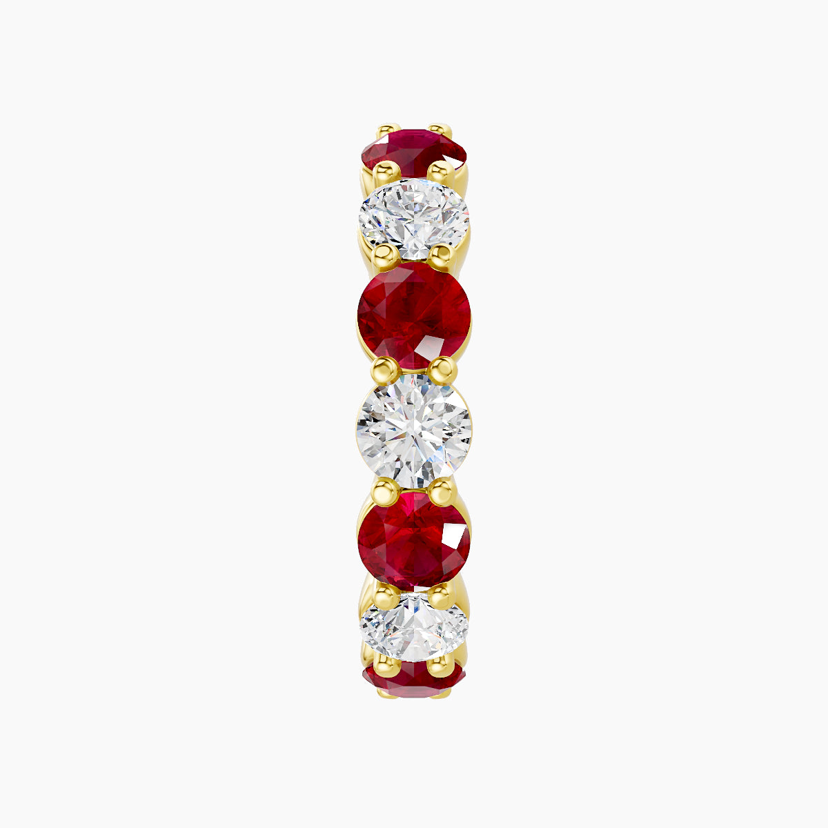 Diana | 18k Yellow Gold 11 mm Ruby & Diamond Hoop Piercing