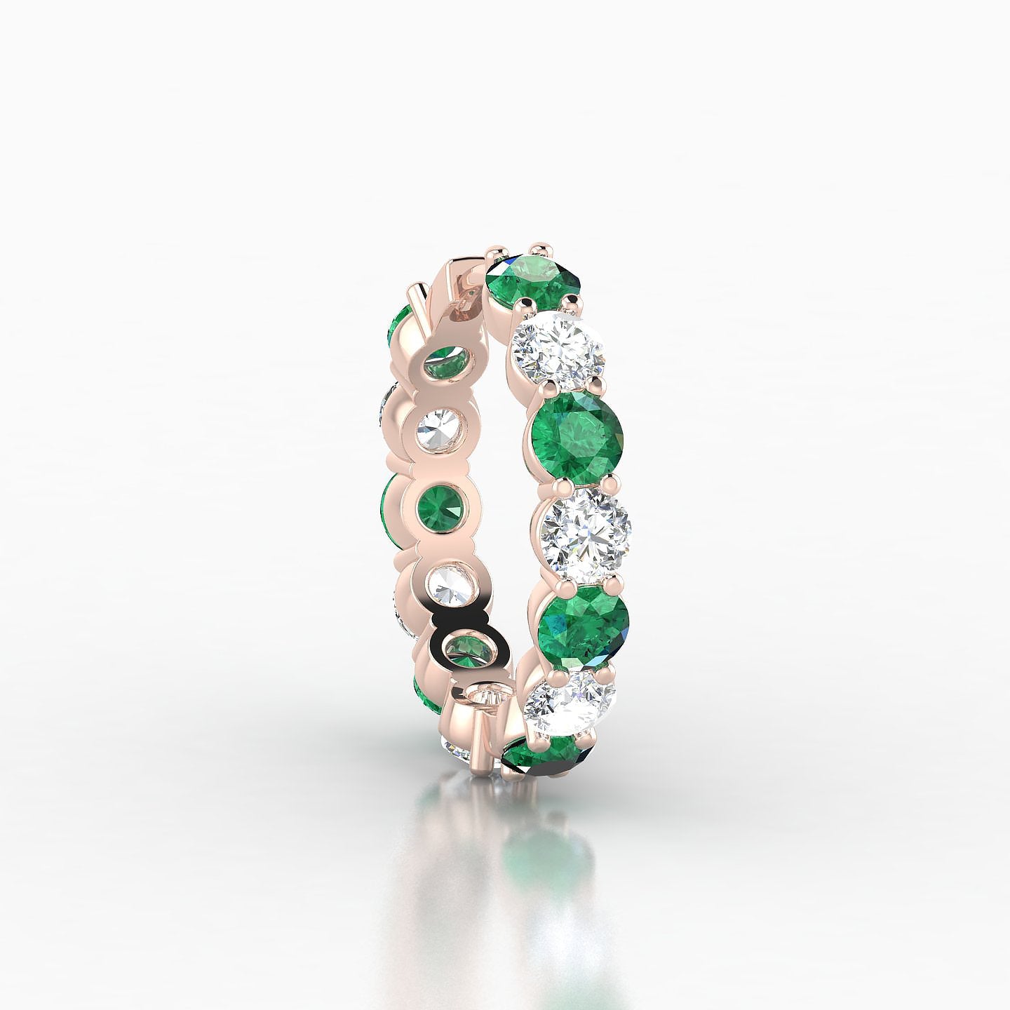 Diana | 18k Rose Gold 11 mm Emerald & Diamond Hoop Piercing