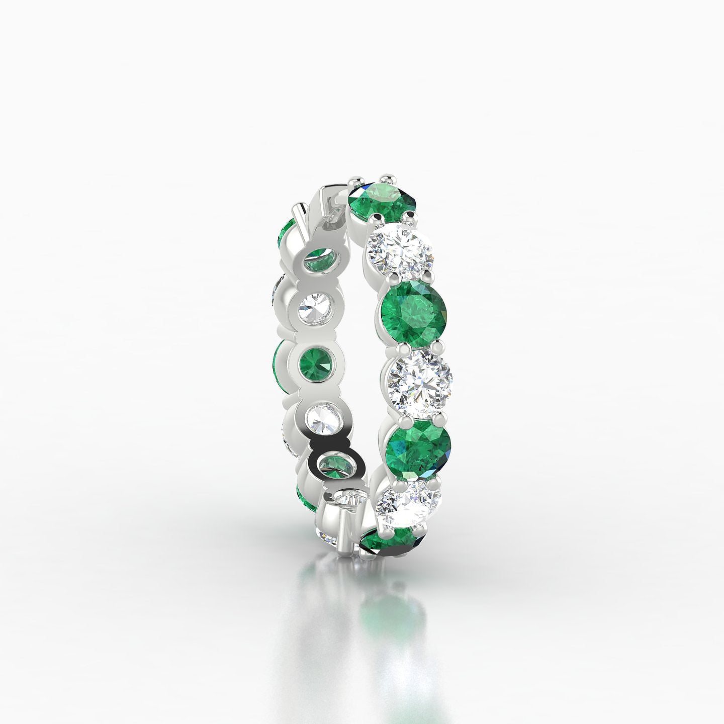 Diana | 18k White Gold 11 mm Emerald & Diamond Hoop Piercing