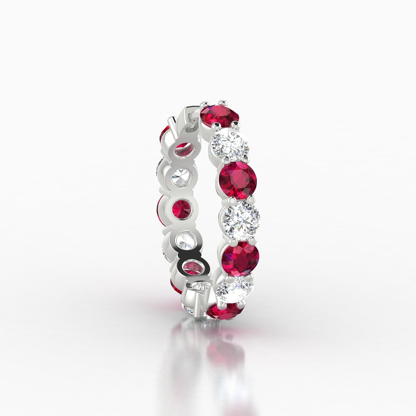 Diana | 18k White Gold 11 mm Ruby & Diamond Hoop Piercing