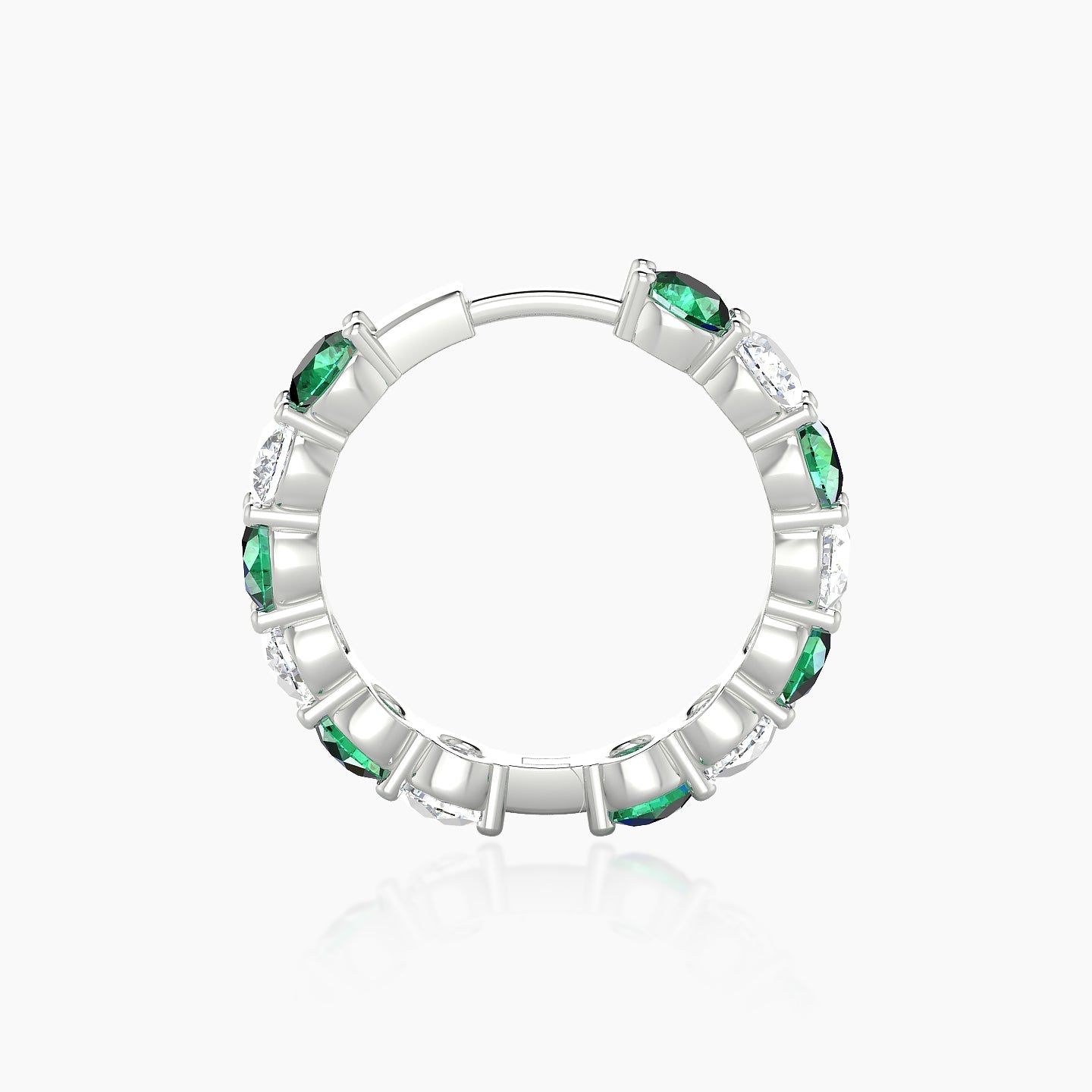 Diana | 18k White Gold 11 mm Emerald & Diamond Hoop Piercing